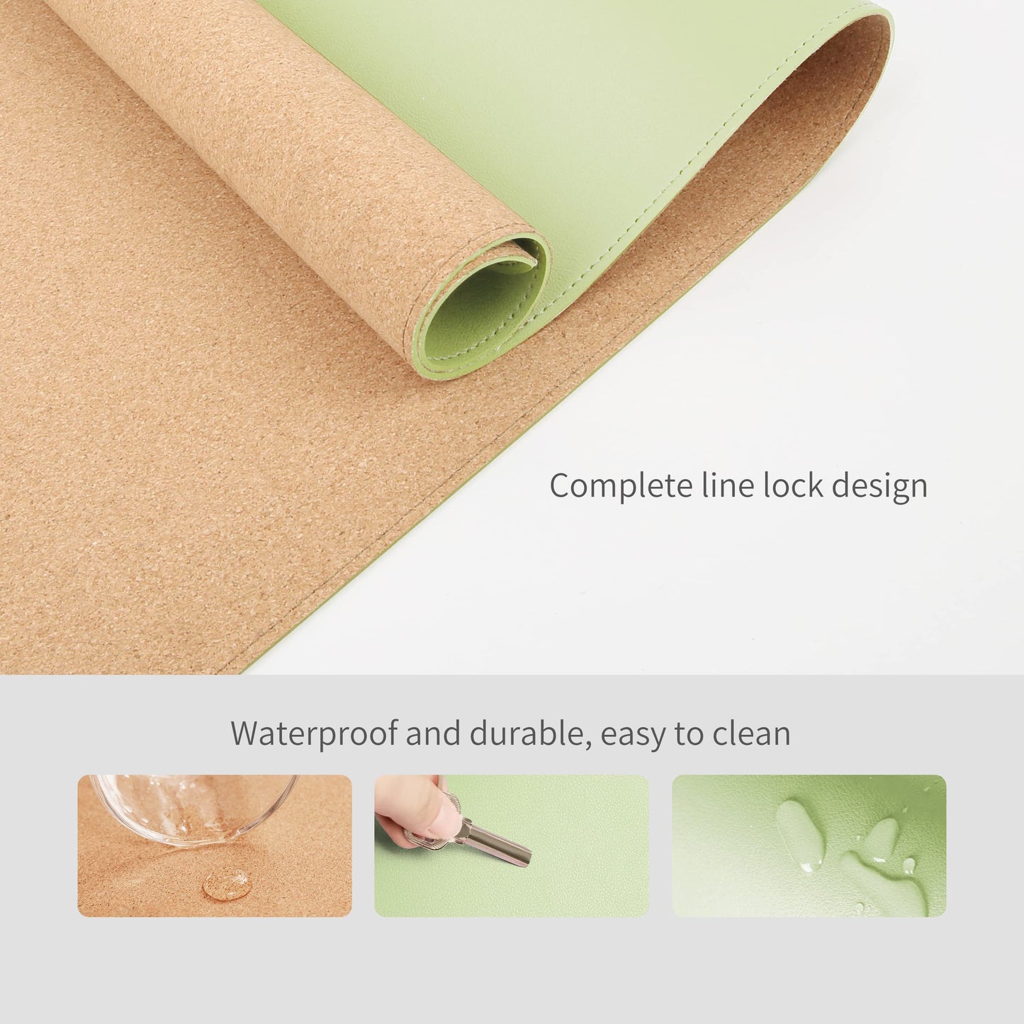RENMTURE Dual-Sided Mouse Pad, Natural Cork & PU Leather Large Desk Pad for Office and Home Work