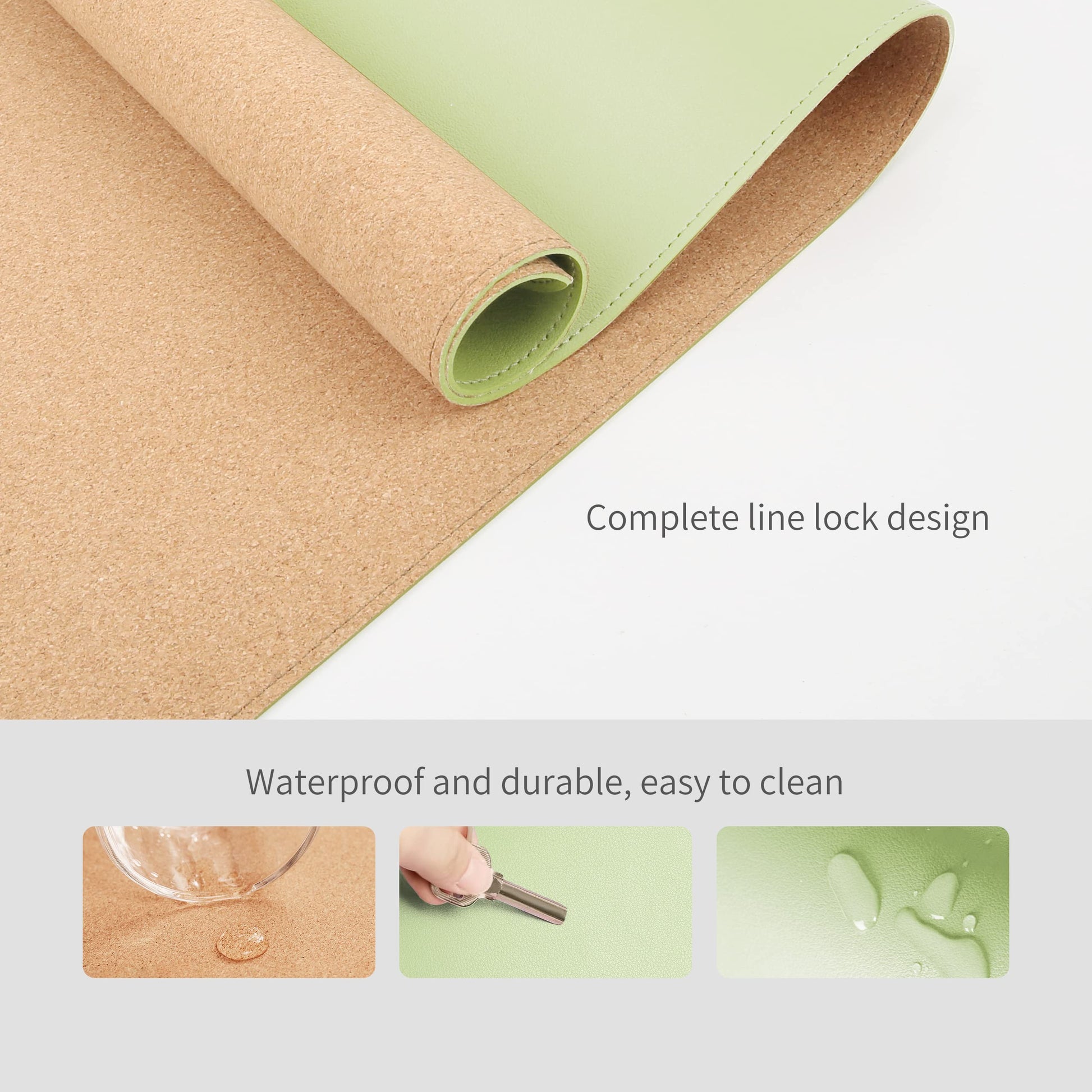 RENMTURE Dual-Sided Mouse Pad, Natural Cork & PU Leather Large Desk Pad for Office and Home Work
