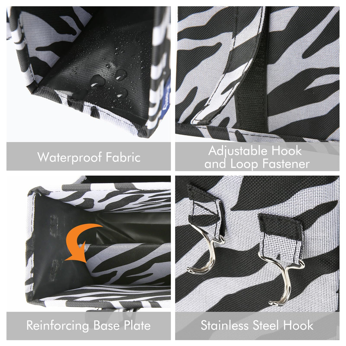 Surblue Caddy Hanging Organizer Bedside Storage Bag for Bunk and Hospital Beds, Zebra, Small