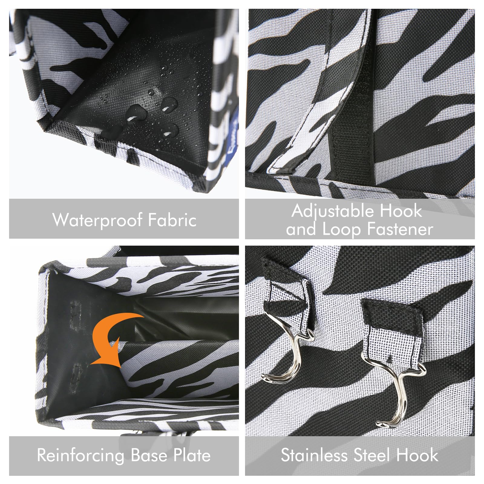 Surblue Caddy Hanging Organizer Bedside Storage Bag for Bunk and Hospital Beds, Zebra, Small