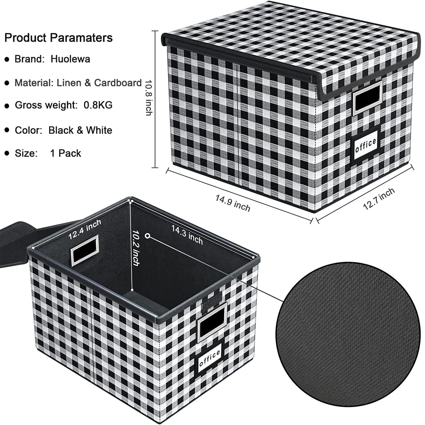 Huolewa File Organizer Box with Lids, Collapsible File Folder Organizer