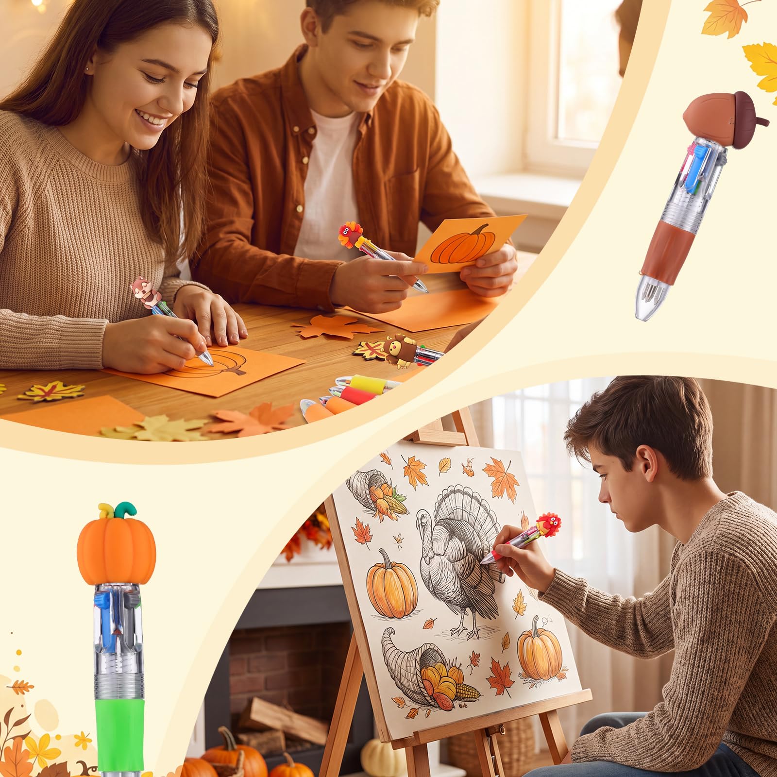 BESARME 48 Packs Multicolor Pen in One Ballpoint Pens Bulk for Birthday Children's Party Classroom