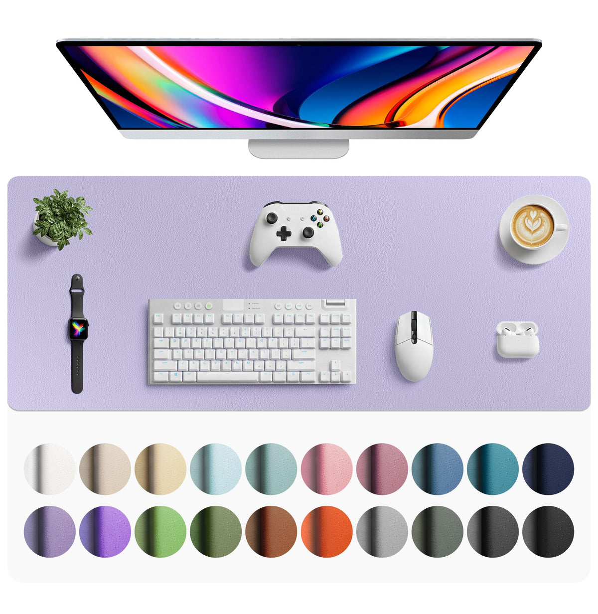 Aothia Faux Leather Desk Mat - Large Mouse Pad, Non-Slip PU Leather Blotter, Waterproof Writing