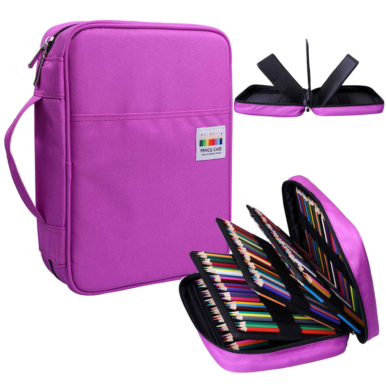 BOMKEE Pencil Case for Adults 220 Slots Colored Pencils Gel Pen Organizer Bag with Zipper for