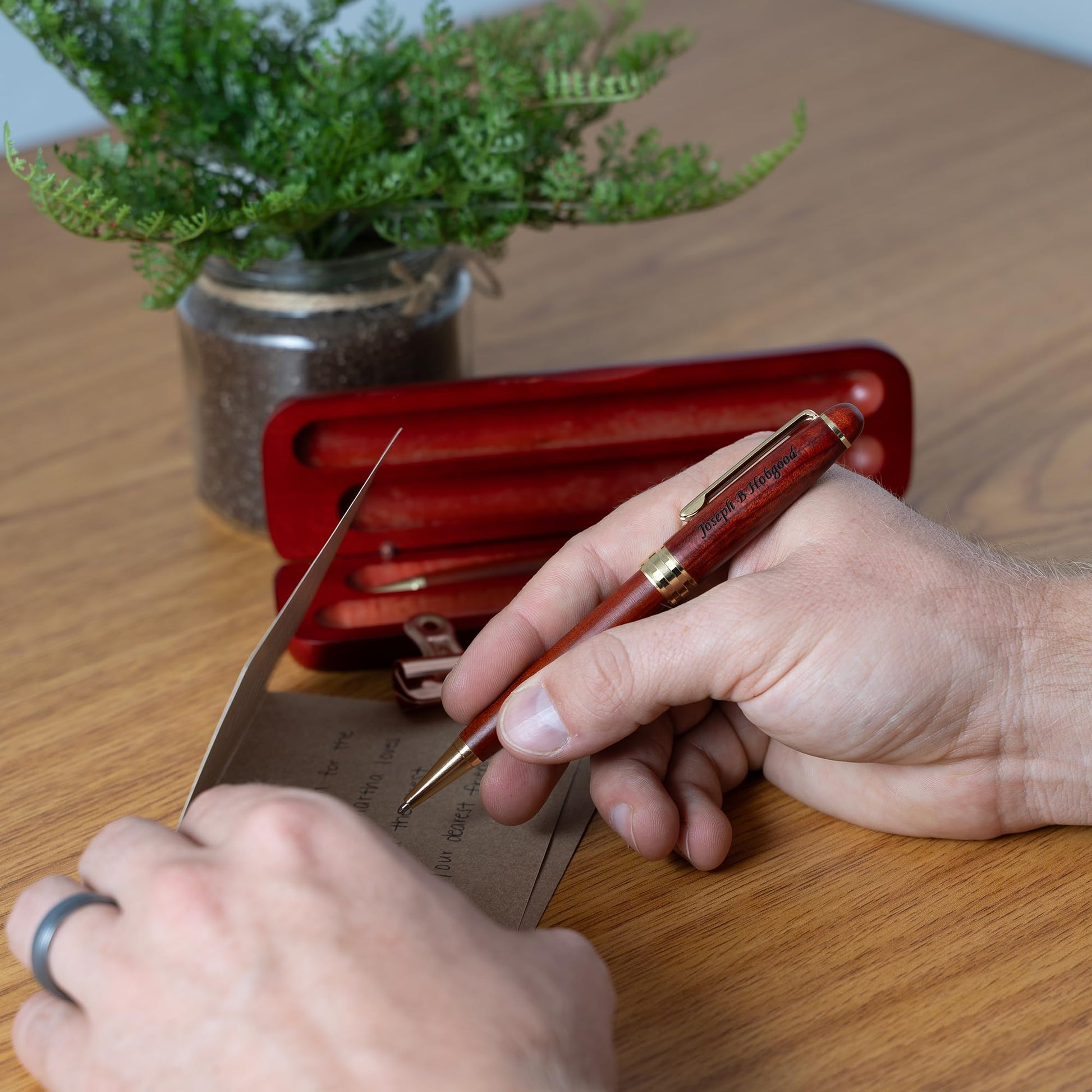 Dayspring Pens Personalized Rosewood Pen and Pencil Set with Wood Case