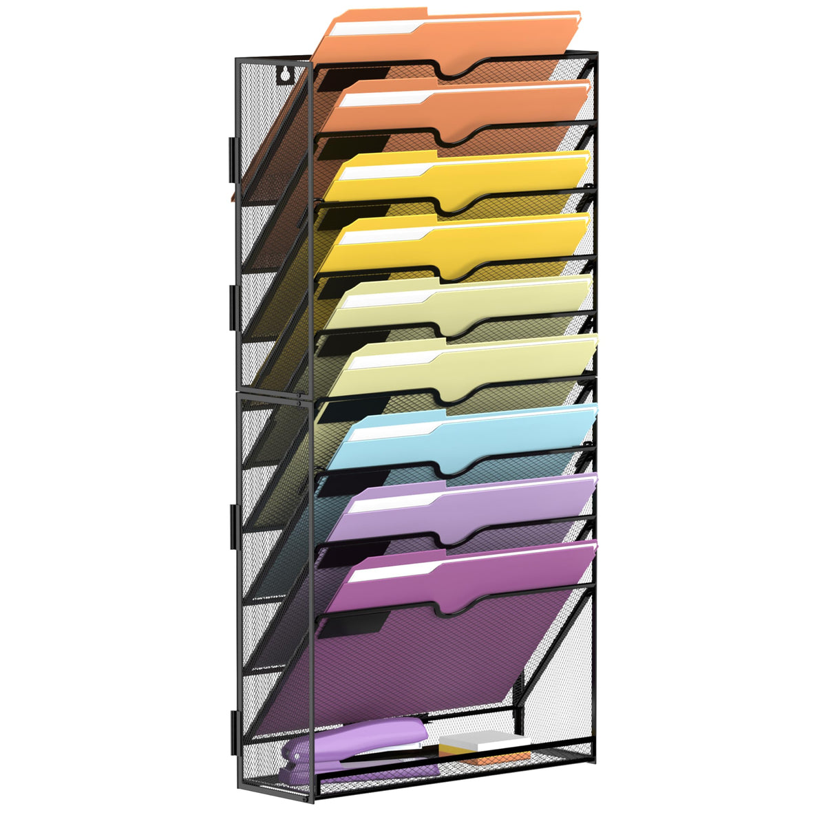 SUPEASY 10Tier Hanging Wall File Holder Organizer for Papers, Folders, Files Clipboard & Magazine