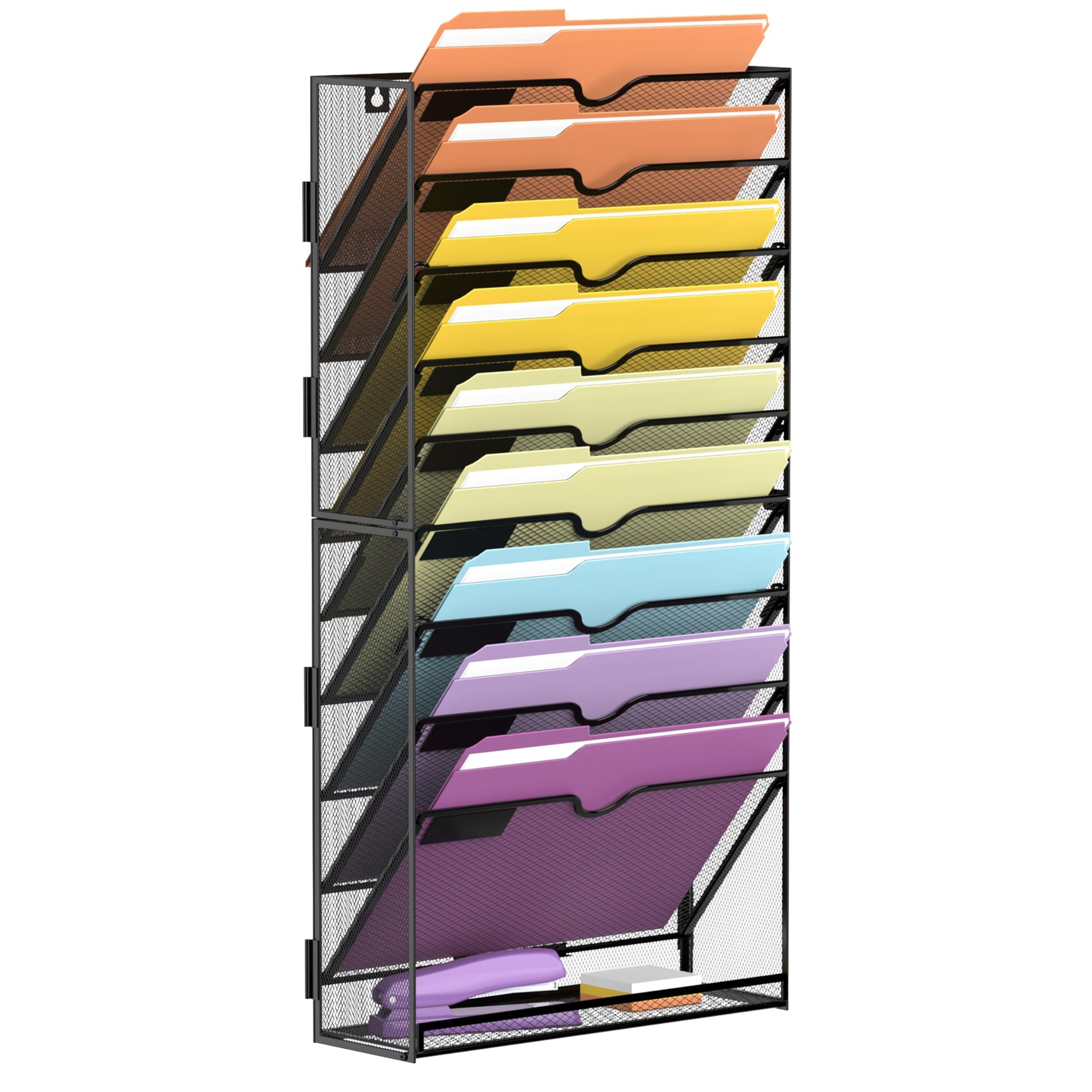 SUPEASY 10Tier Hanging Wall File Holder Organizer for Papers, Folders, Files Clipboard & Magazine
