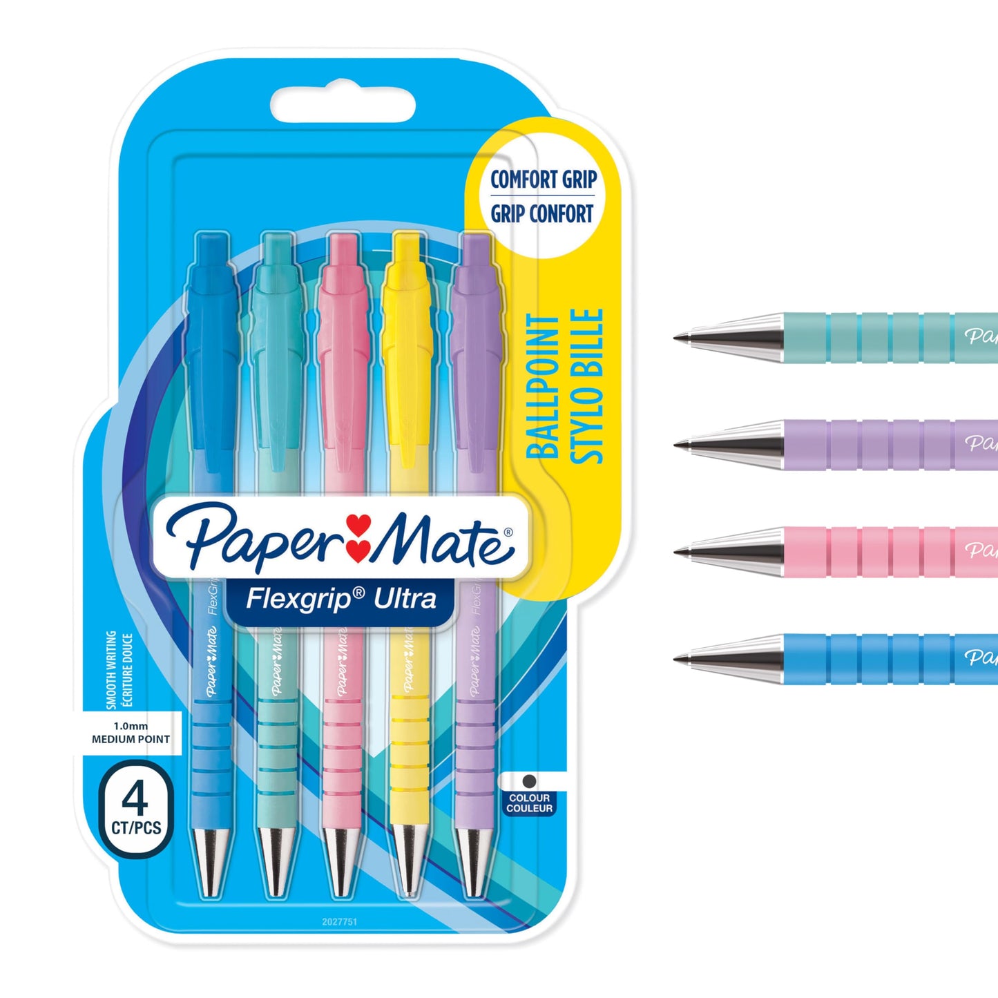 Paper Mate Flexgrip Ultra Pastel Ballpoint Pens | Medium Point (1.0mm) | Black Ink | Pastel Barrels