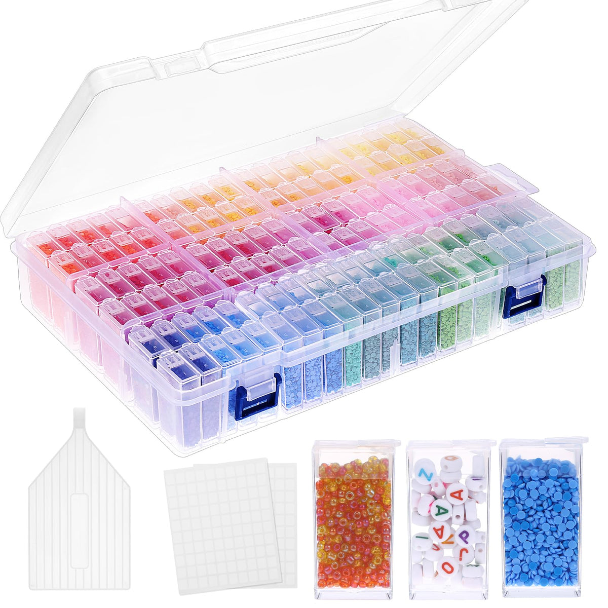 SGHUO Diamond Painting Storage Container 120 Slots Bead Organizer Box Tools