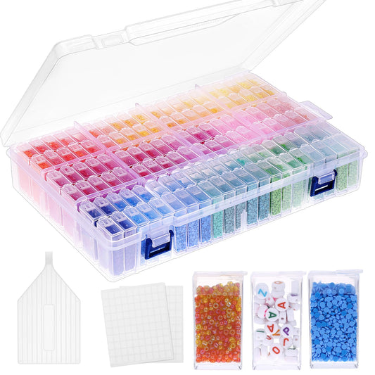 SGHUO Diamond Painting Storage Container 120 Slots Bead Organizer Box Tools