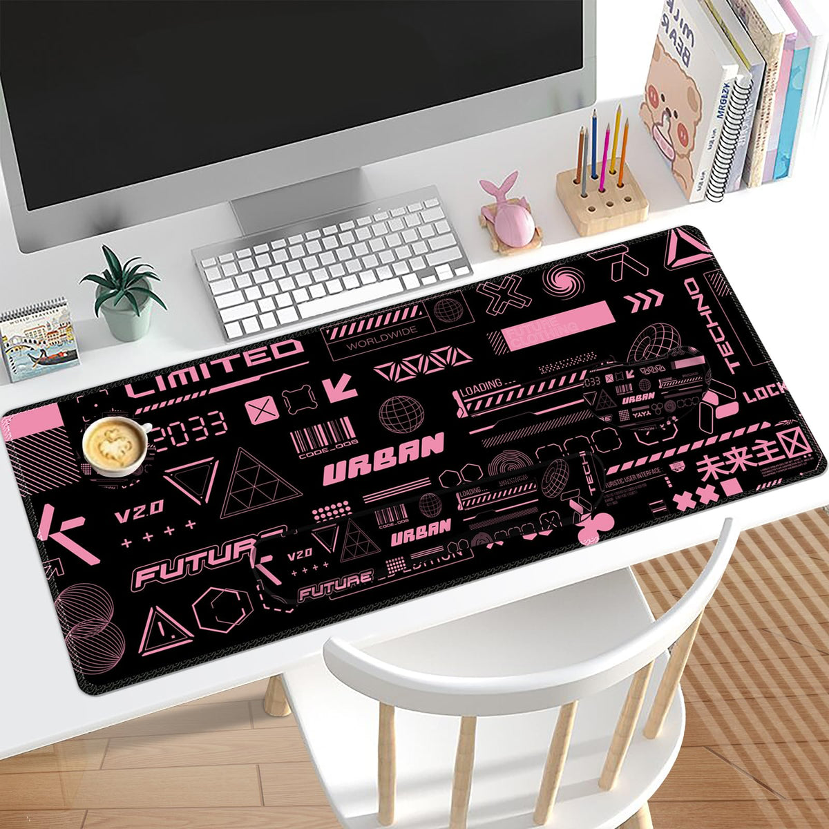 Lauspuck Large Mouse pad for Desk, Computer Desk Mat, XXL Keyboard Mousepad with Wrist Rest, Easy