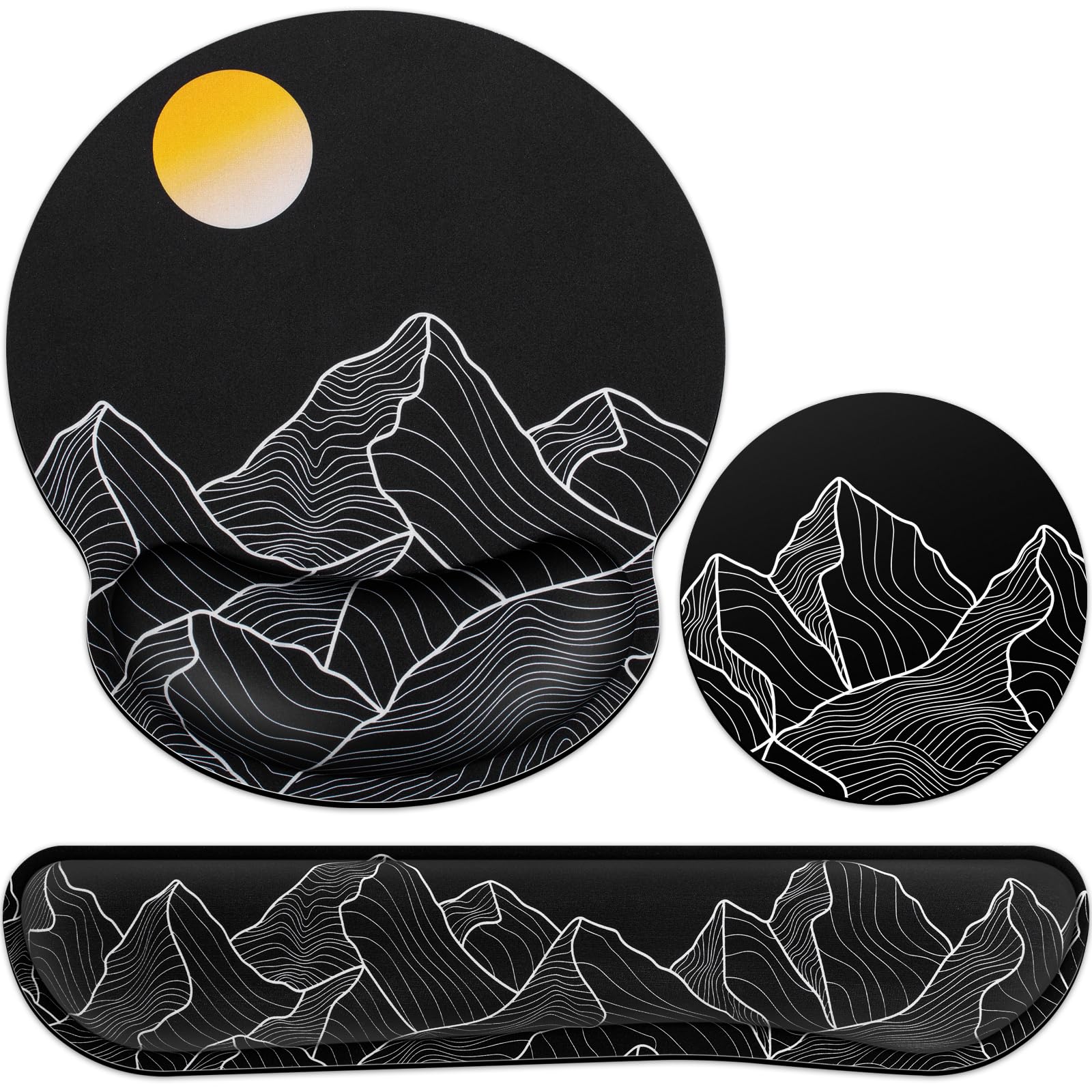 Mouse Pad Black, Ergonomic Keyboard Wrist Rest, Mouse Pad with Wrist Rest