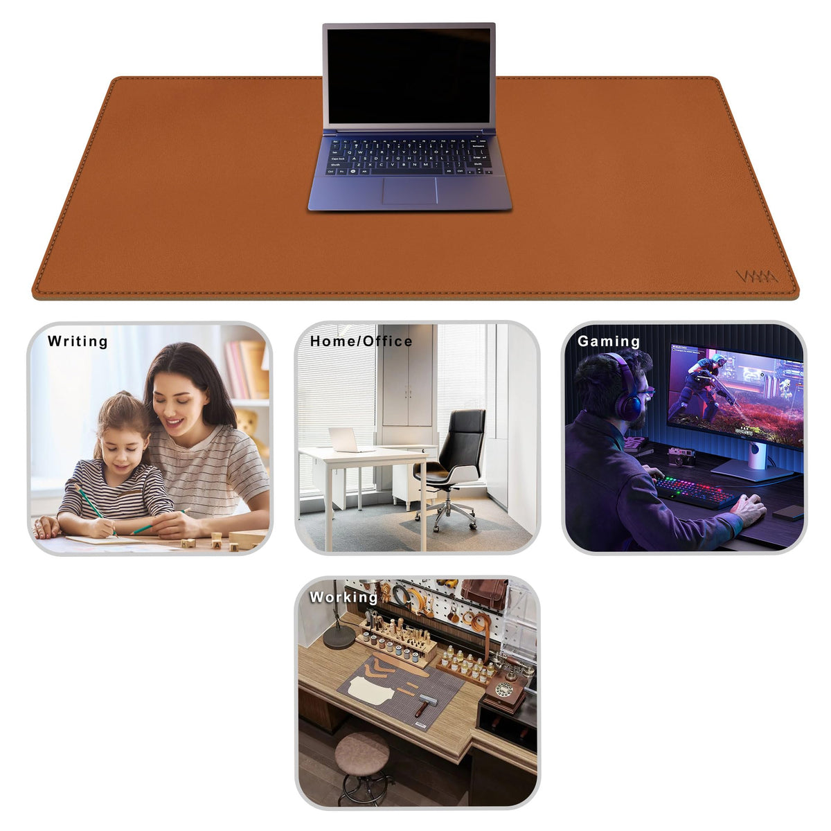 Vyaaa Cork & Leather Desk Pad, 43" x 20" Dual Sided Large Desk Mat, Large Mouse Pad on Top of Desks