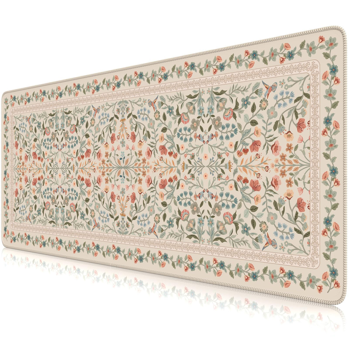 iCasso Aesthetic Desk Mat,31.5x11.8in Mouse Pads,Beige Floral