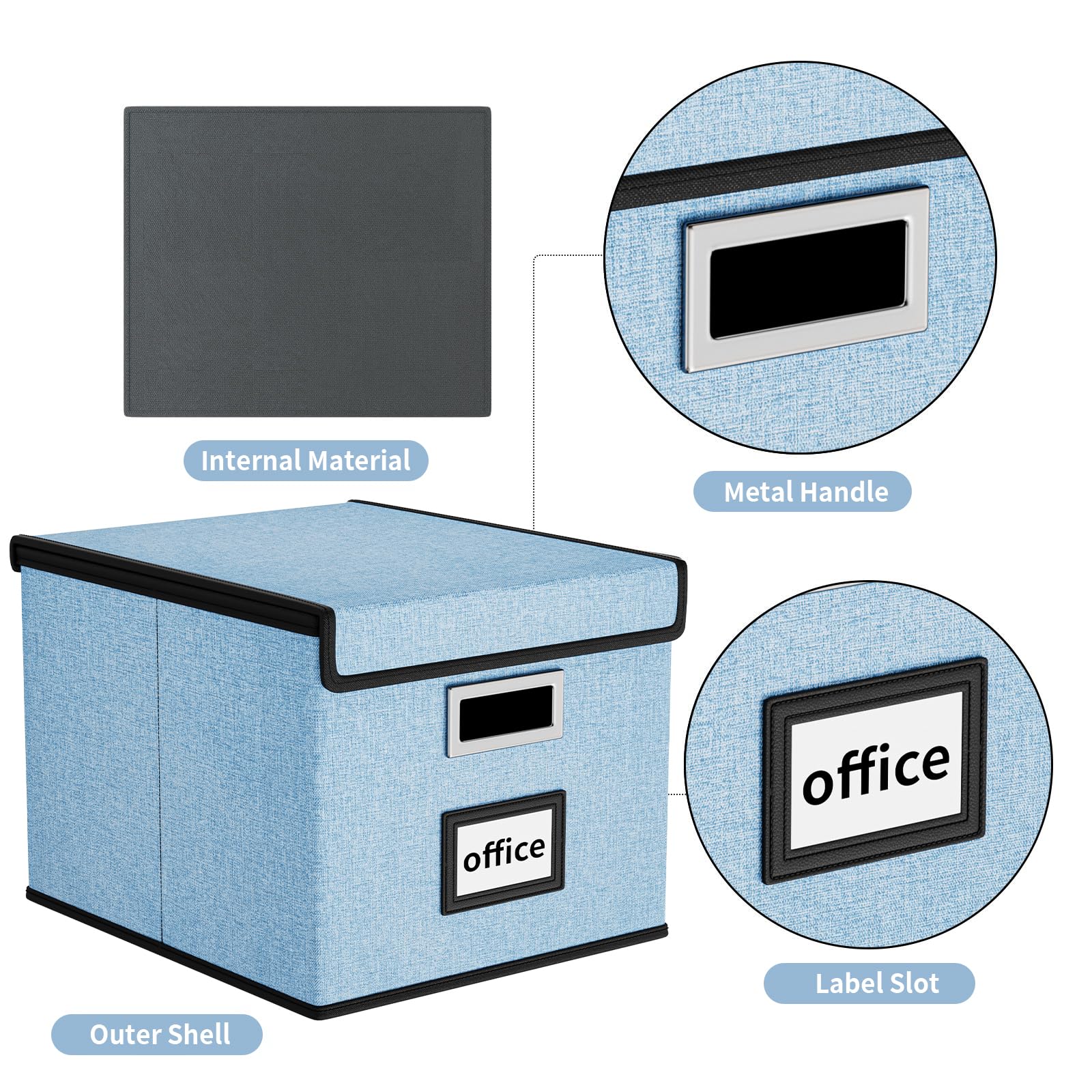 Huolewa File Organizer Box with Lids, Collapsible File Folder Organizer