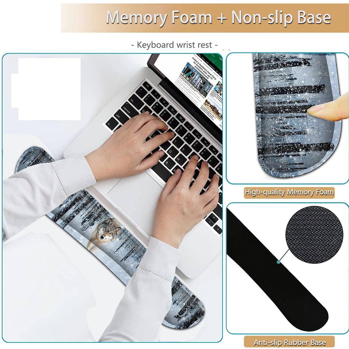 Keyboard Wrist Rest and Mouse Pad Wrist Support Set, Ergonomic Gel Mouse Pad Wrist Rest with