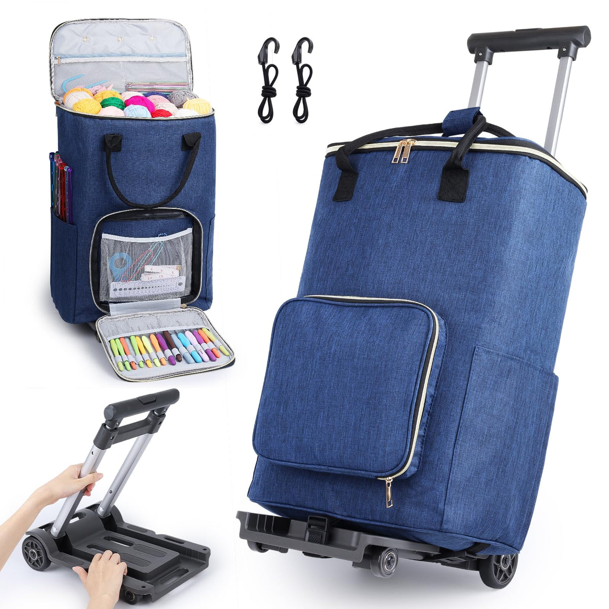 Coopay Portable Crochet Bag, Extra Large Yarn Storage for Crochet Accessories and Supplies, Yarn