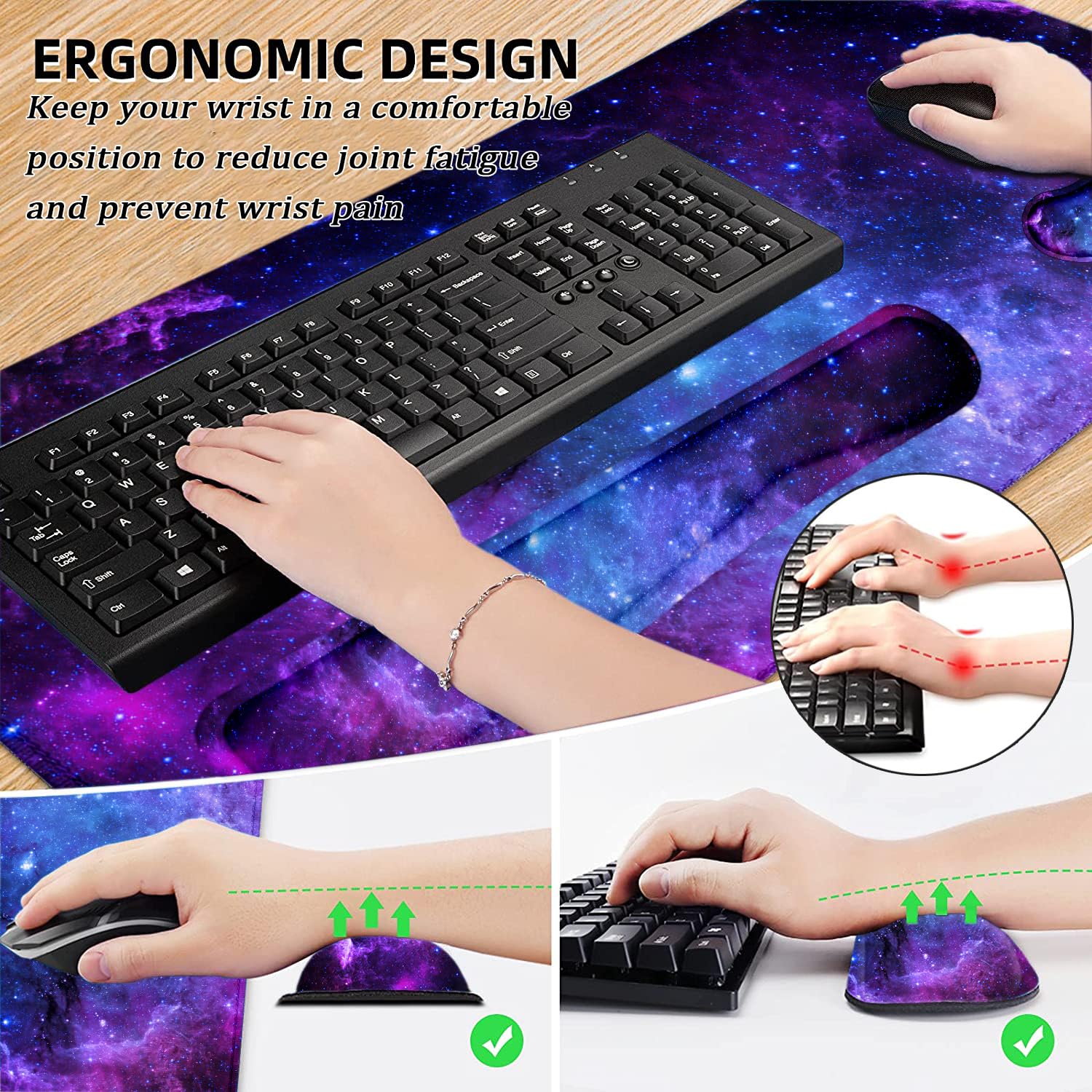 Lateefah Mouse Pad with Wrist Rest, Desk Mat + Keyboard Wrist Rest Set, Desk Pad for Keyboard and