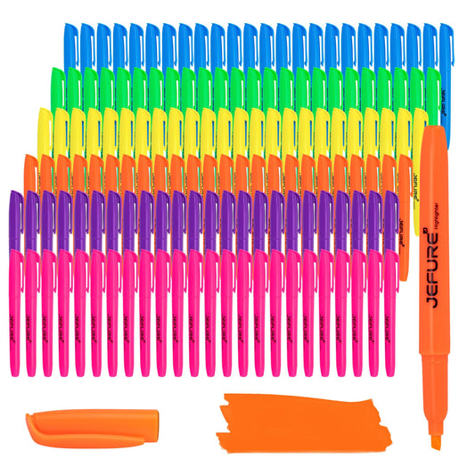 JEFURE 138 Pcs Highlighters, Chisel Tip, Assorted Colors, Quick Dry, Bulk