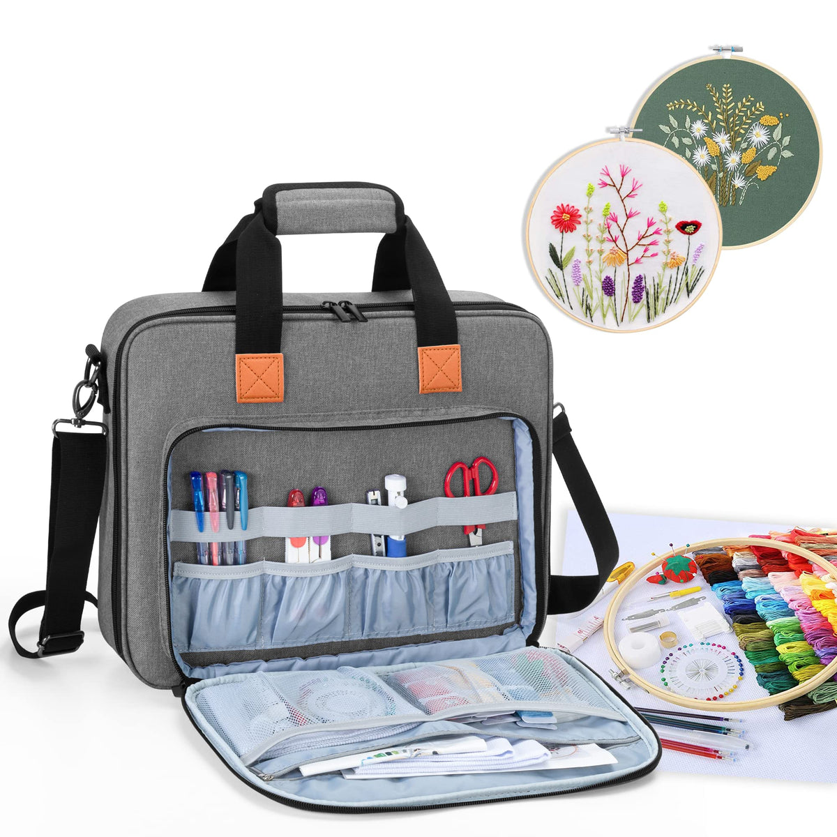 LUXJA Embroidery Project Bag, Embroidery Kits Storage (Bag Only), Gray