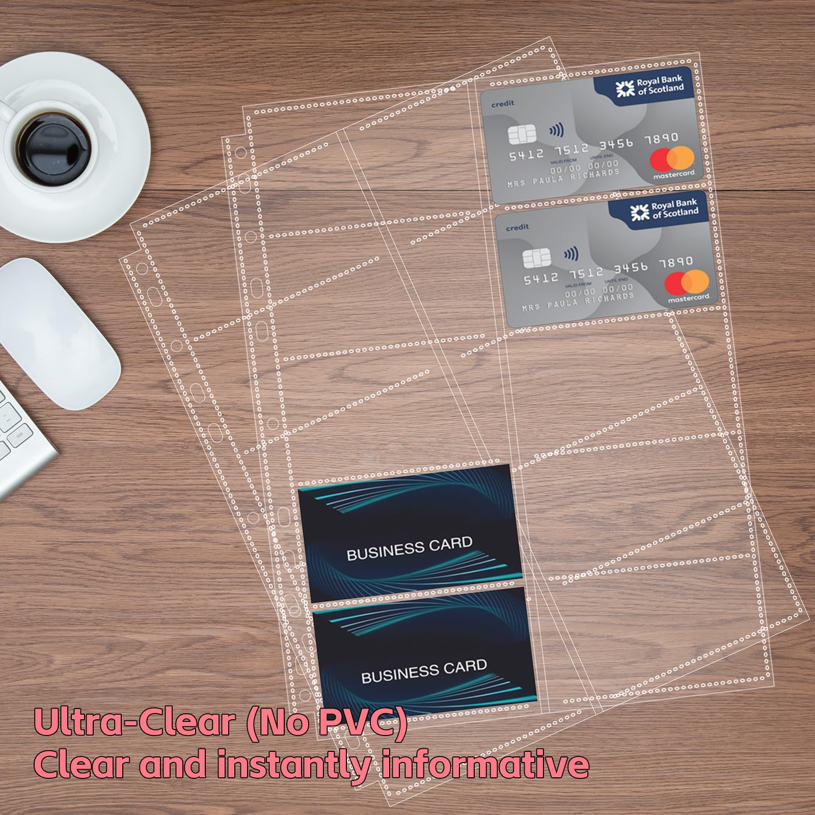 BYSTER A4 Business Card Organizer, PU Leather Card Binder with 30 Pack Sleeves (600 Pockets)
