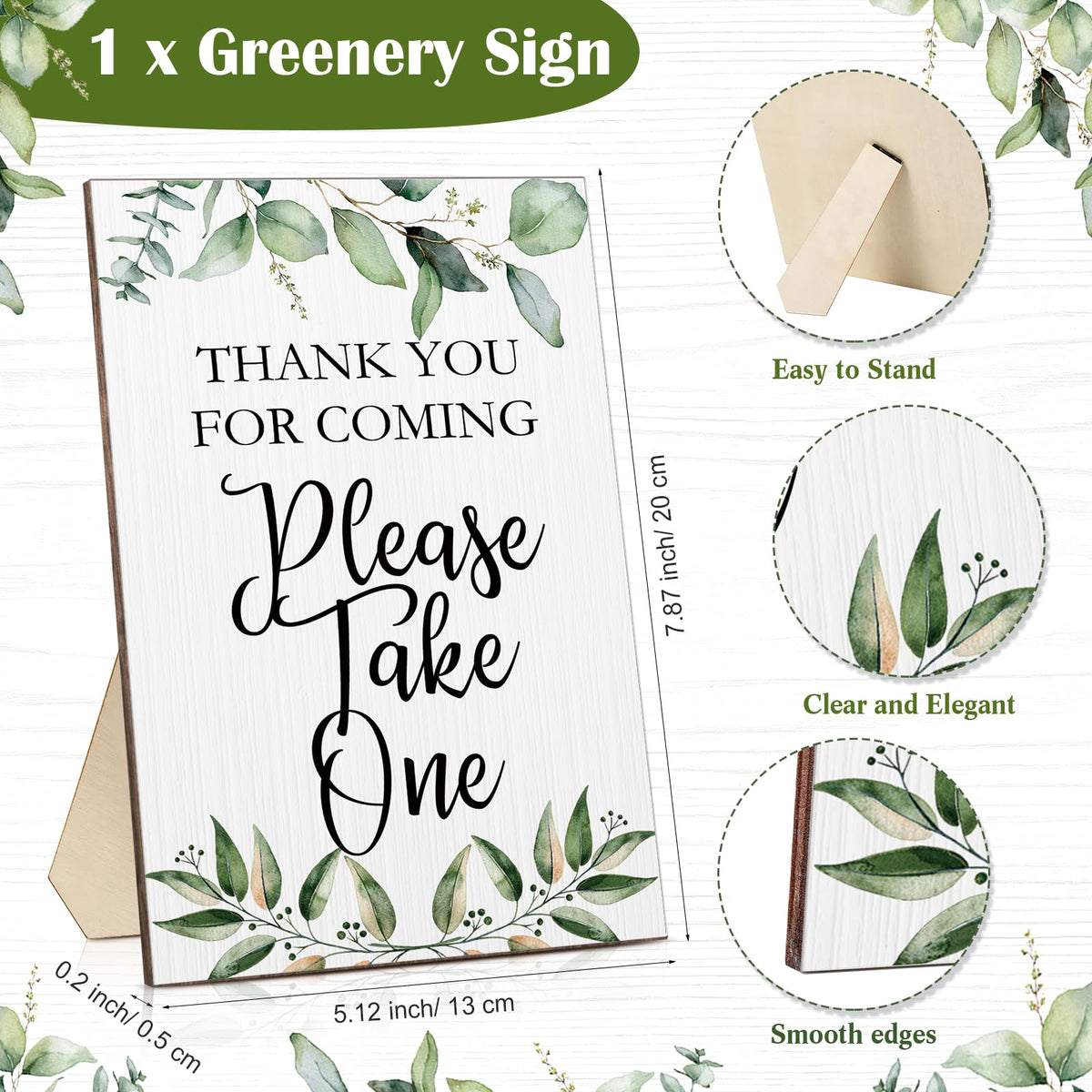 Sintuff 50 Set Baby Shower Party Favors for Guests, White, Greenery