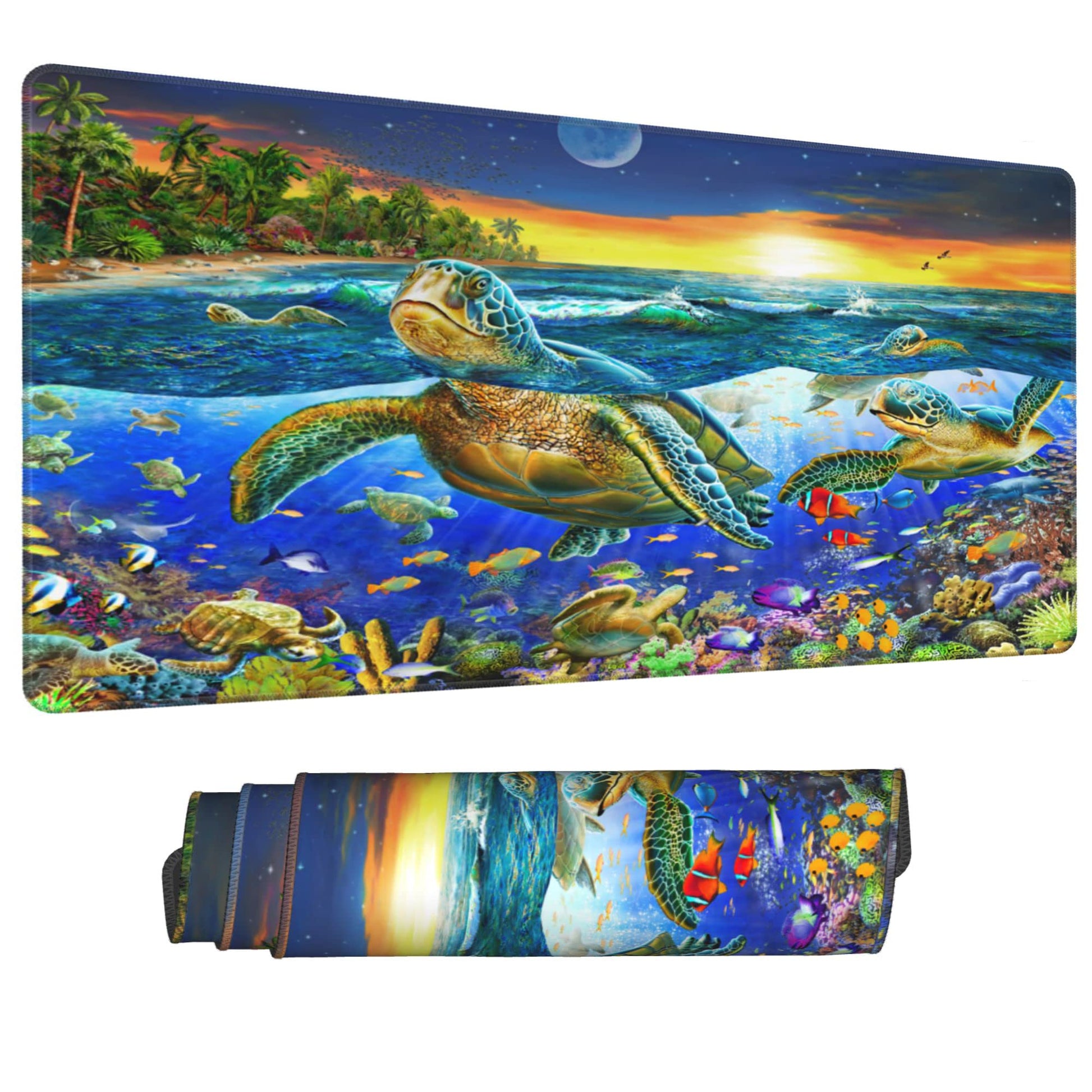 Desk Mat,Sea Turtle Extended Gaming Mouse Pad for Office Work & Game,Computer Keyboard Mouse Mat