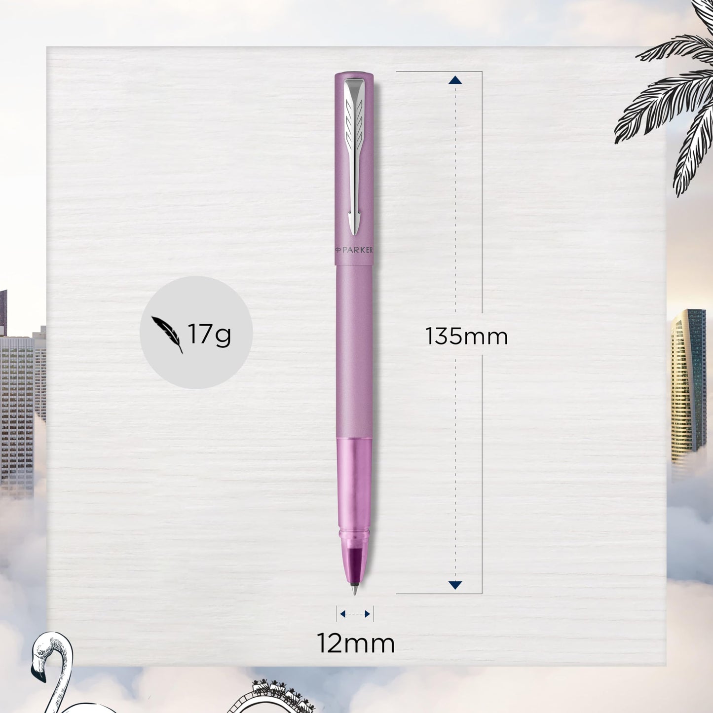 PARKER Vector XL Rollerball Pen | Metallic Lilac Lacquer on Brass | Fine Point with Black Ink