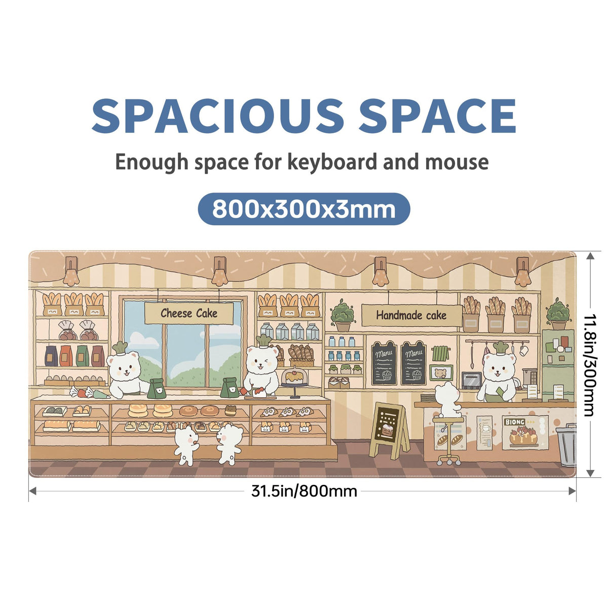 Cute Mouse Pad Large Desk Mat Extended Keyboard Pad Funny XL Mousepad with Non-Slip Base and