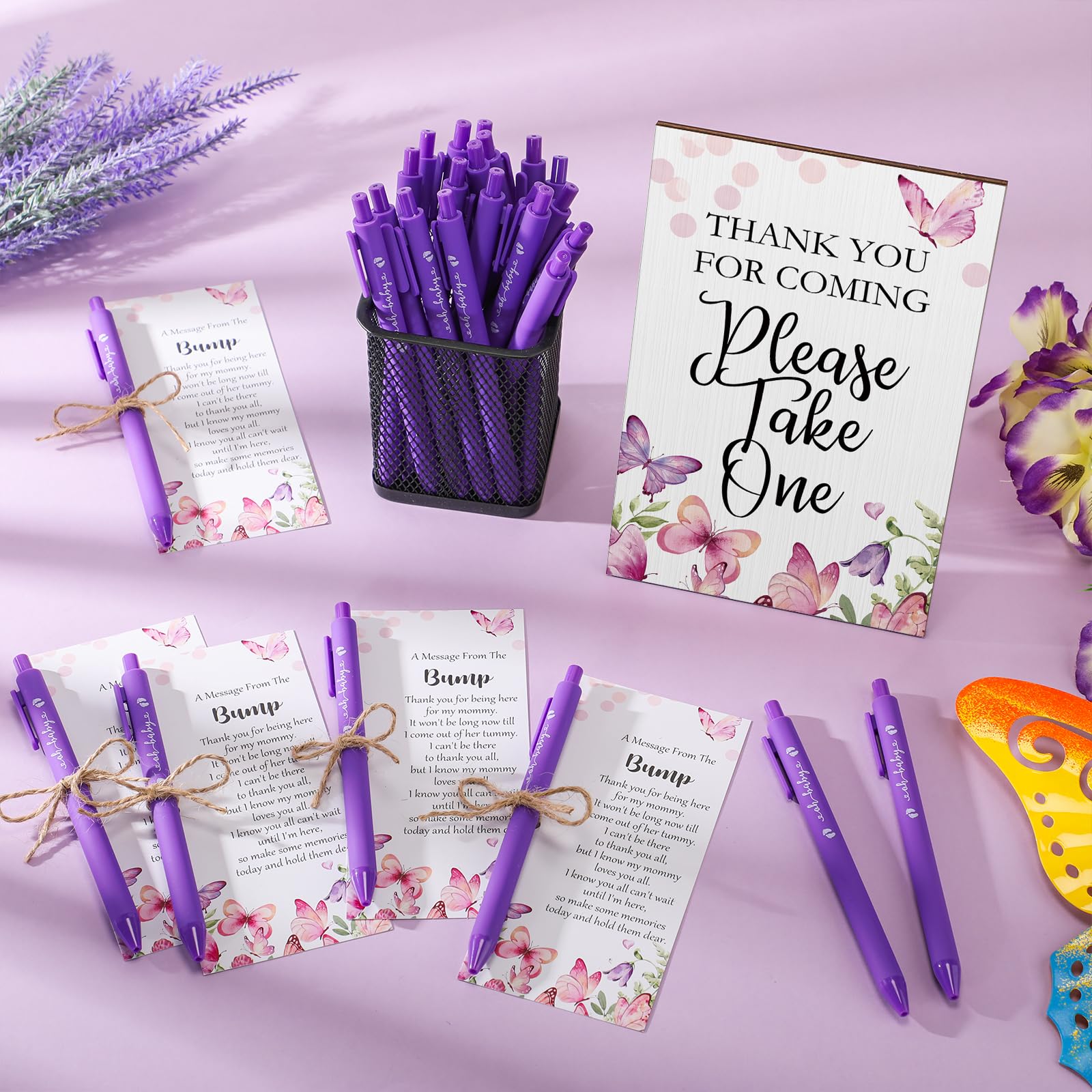 Sintuff 50 Set Baby Shower Party Favors for Guests, Purple, Butterfly
