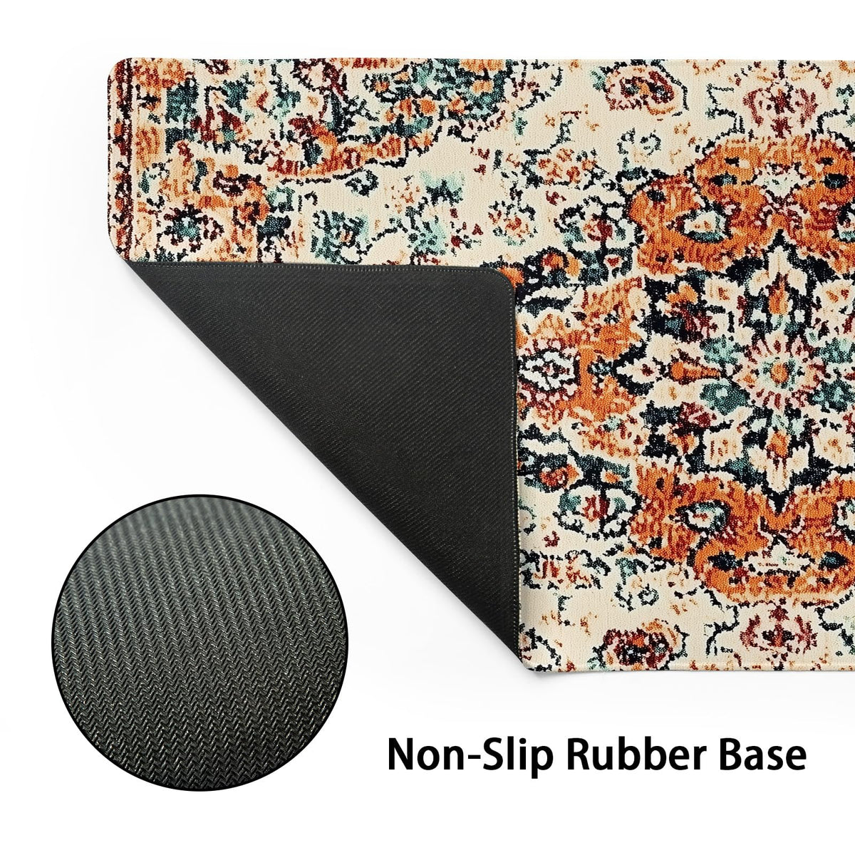 Vintage Rug Gaming Mouse Pad XL Orange Teal Retro Carpet Aesthetic Extended Large Mat Bohemian Boho