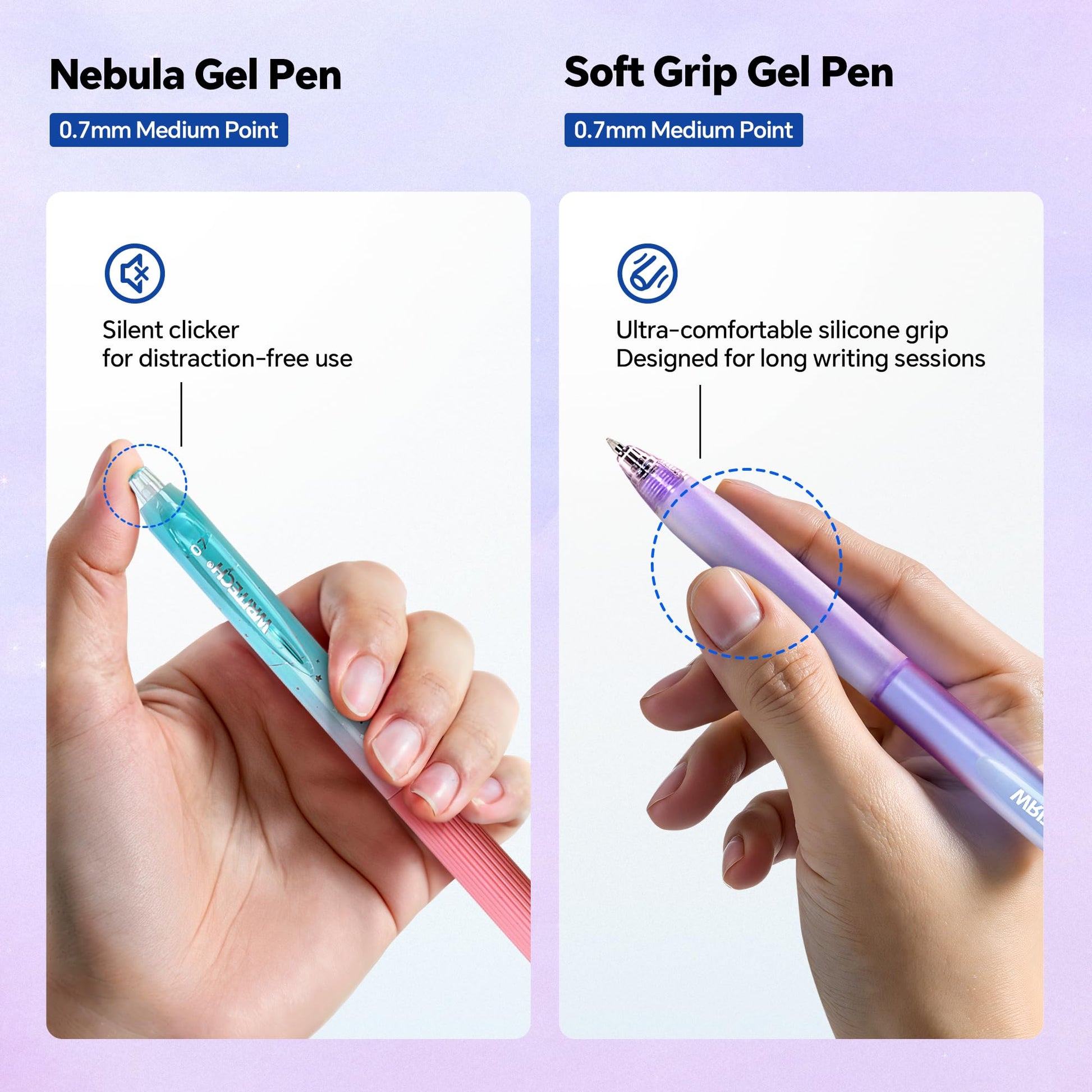WRITECH Aurora Gel Ink Pens: Black Ink Journaling Drawing No Bleed12ct