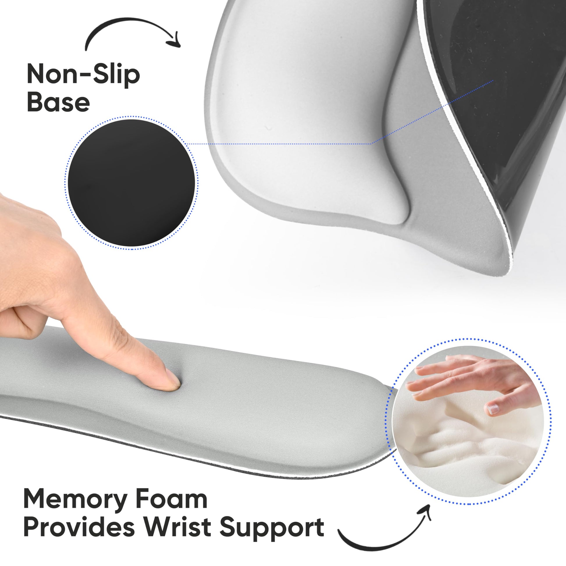 WINTOJO Wrist Rest Support for Mouse Pad Keyboard Set Circle Coaster Gaming Mouse Pad Ergonomic Gel