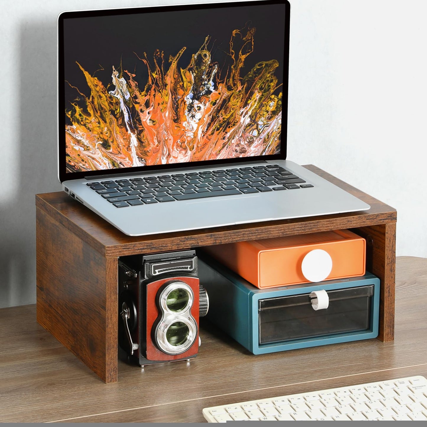 TEAMIX 6.7 inch Tall Monitor Stand Riser, Wood Shelf Riser, Desk Organizer