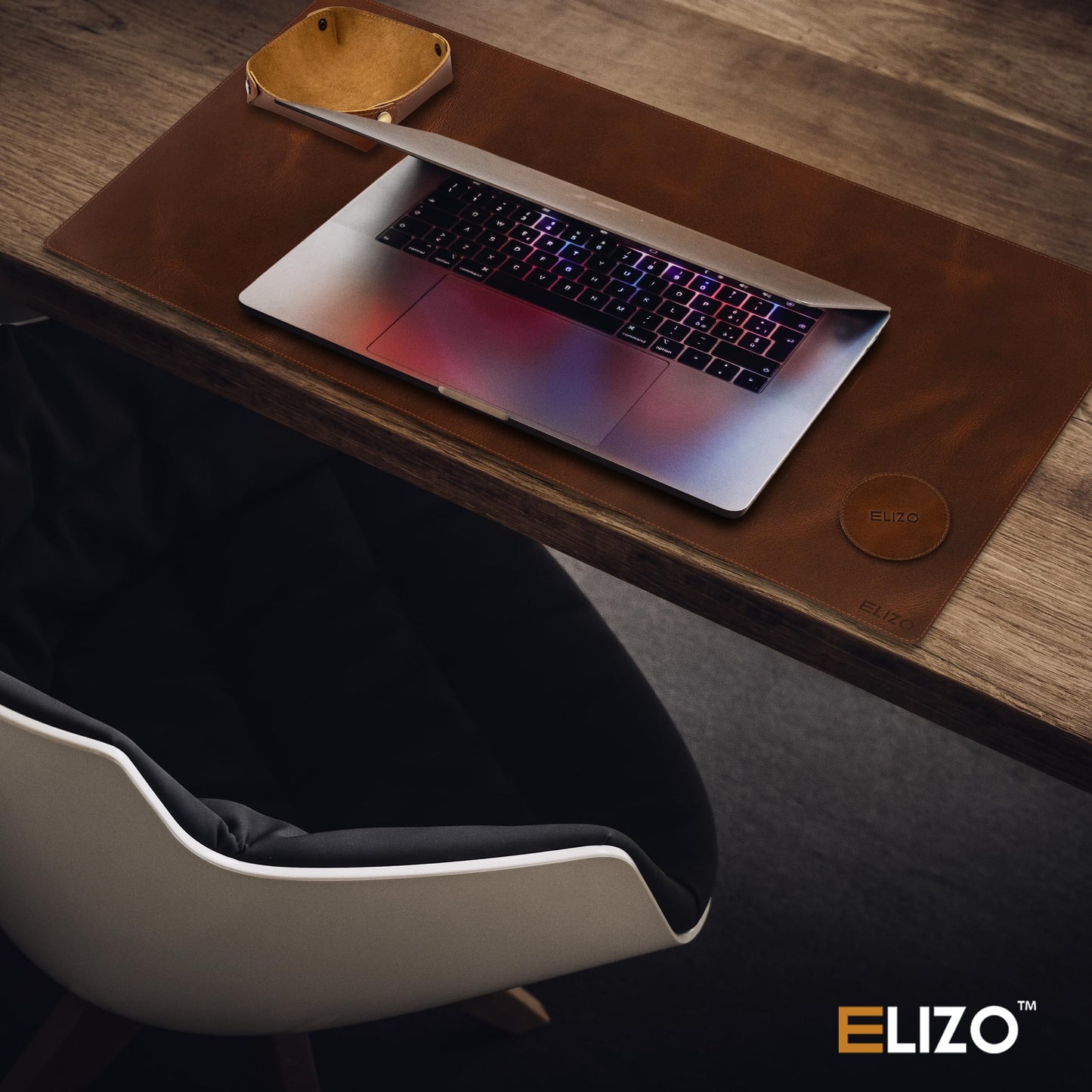 Elizo Real Leather Desk Mat Set (32x16) Large Desk Cover Desk Blotter Protector Computer Gaming