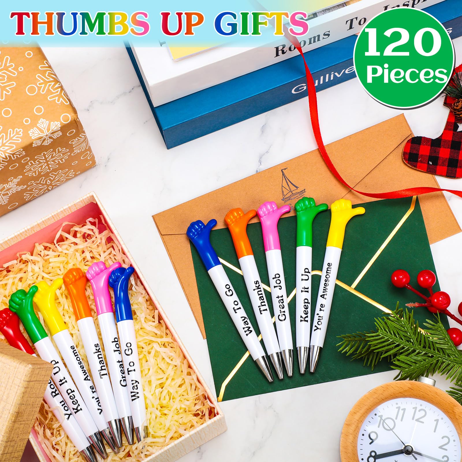 Woanger 120 Pieces Thank You Pens Thumb up Pens Employee Appreciation Gifts