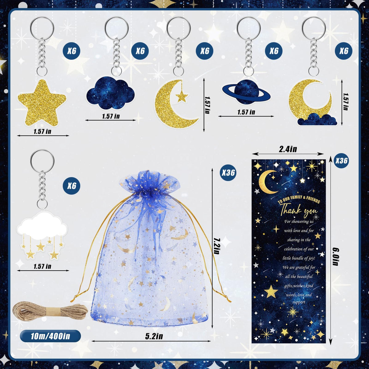 EYNDYN 145 Pieces Twinkle Little Star Baby Shower Favors for Guest Moon and Star Ballpoint Pens and