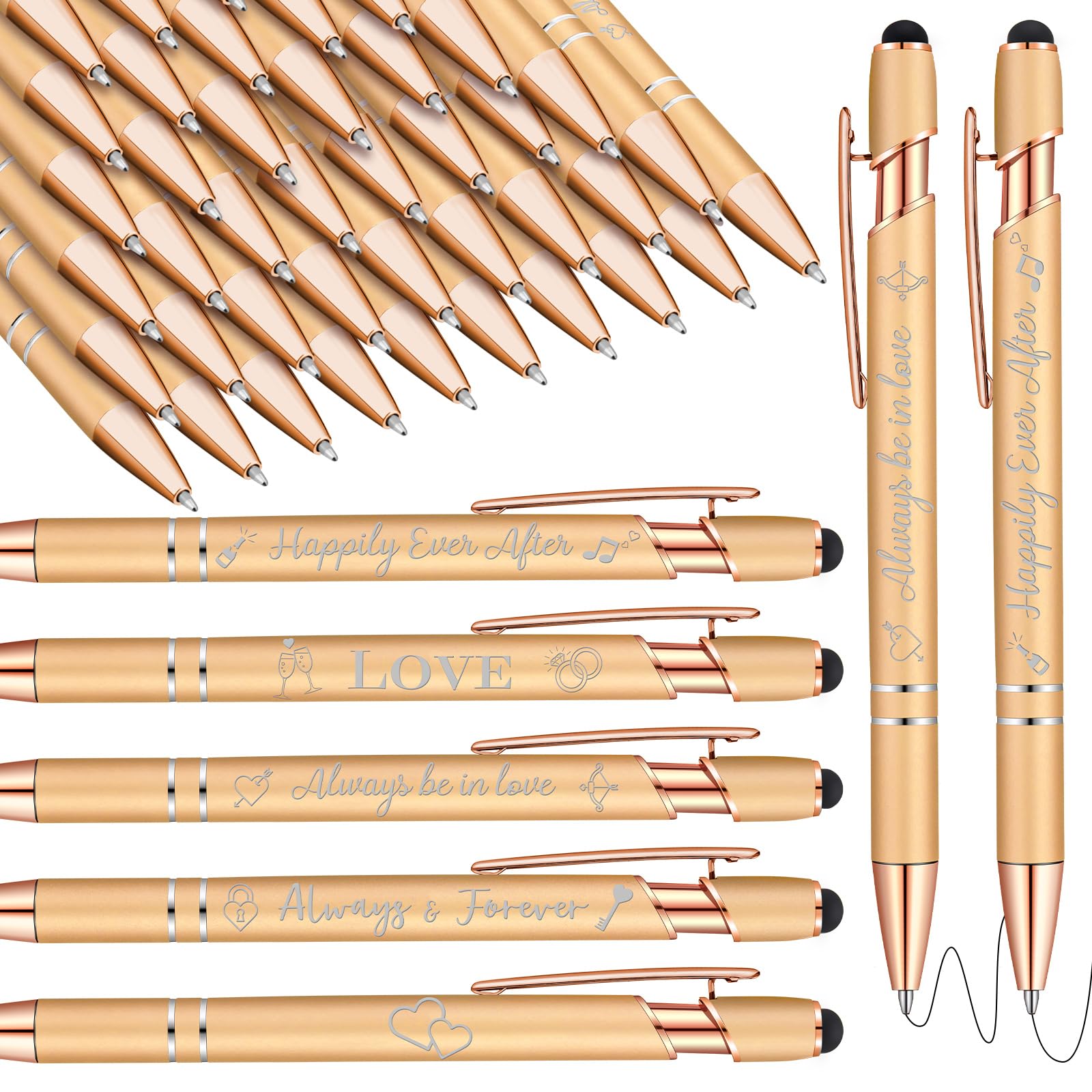 Kisston 36 Pcs Wedding Pen Bulk Bridal Shower Bachelorette Favor, Champagne