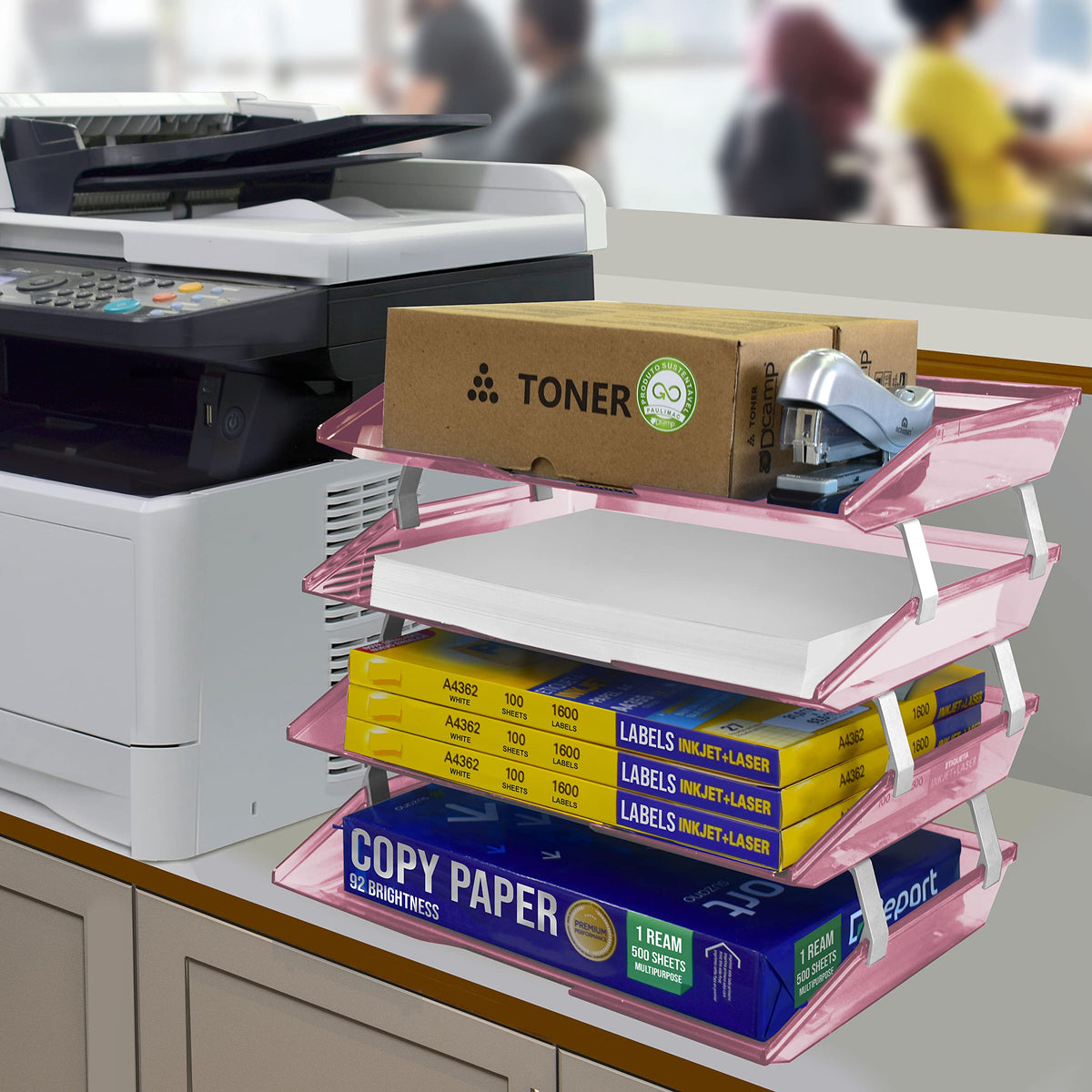 Acrimet Facility 4 Tier Letter Tray, Side Load, Letter Size/A4, Desktop File Organizer, Plastic