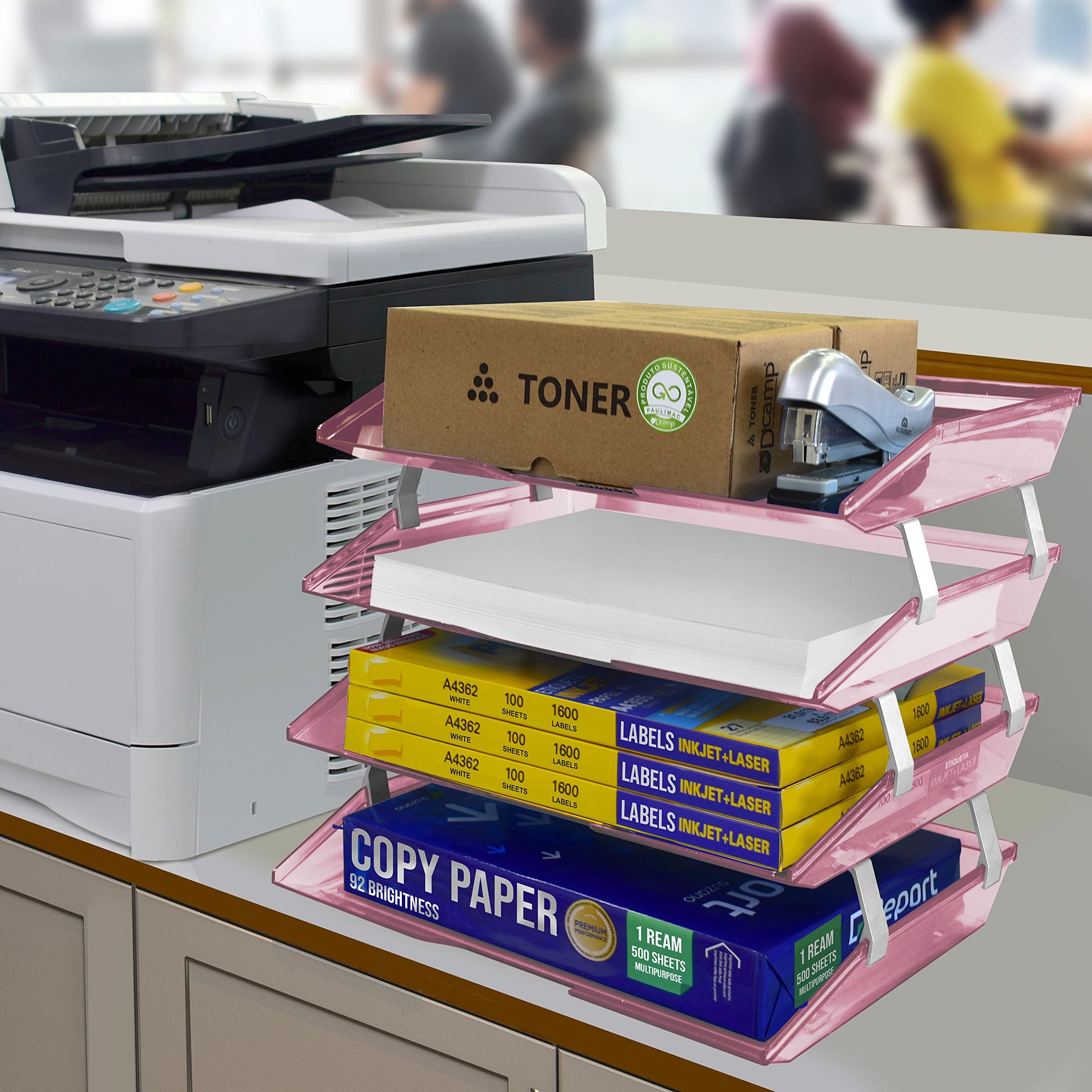 Acrimet Facility 4 Tier Letter Tray, Side Load, Letter Size/A4, Desktop File Organizer, Plastic
