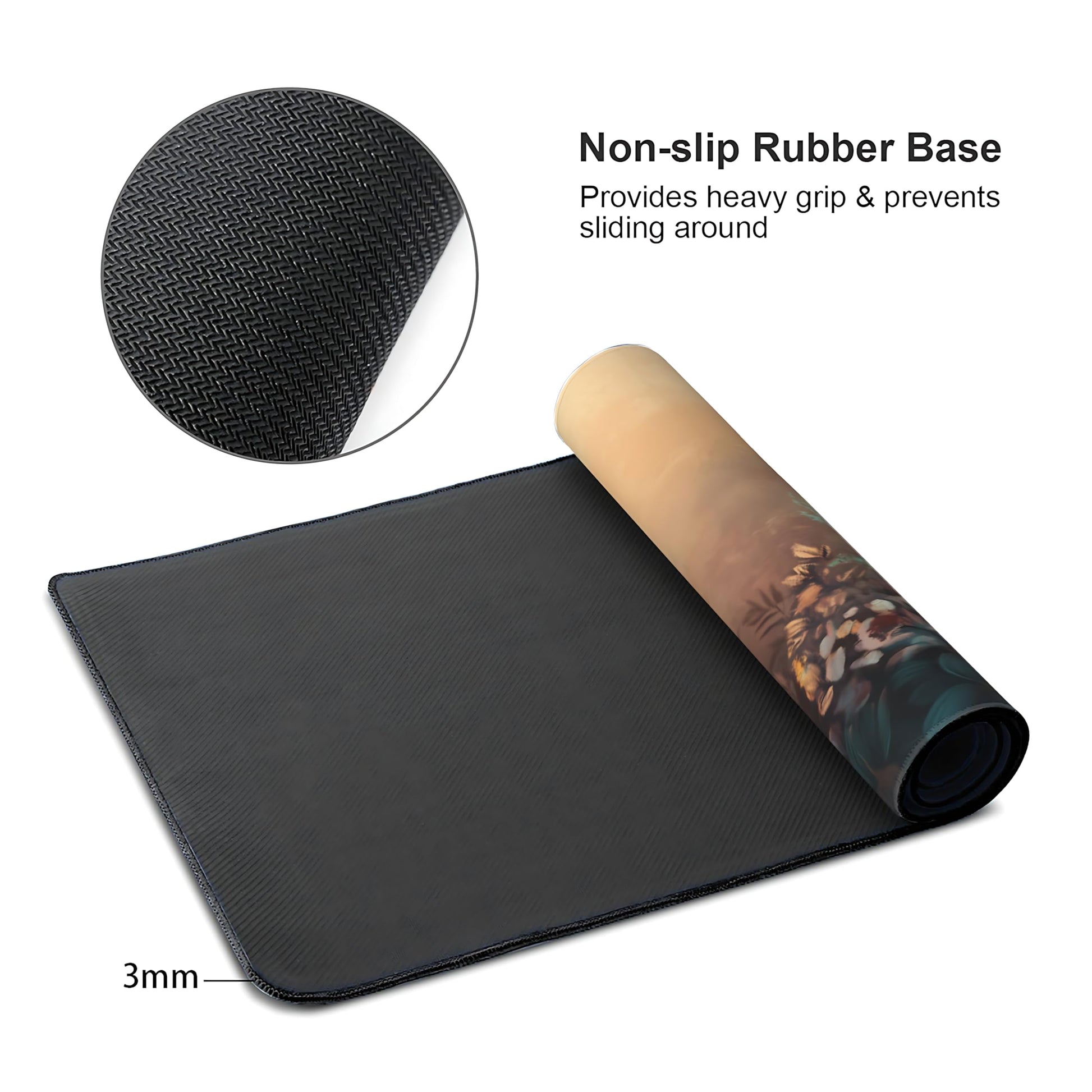 Floral Aesthetic Azalea Gaming Mouse Pad, Earth Tone Dreamy Desk Mat with Anti-Slip Base & Stitched