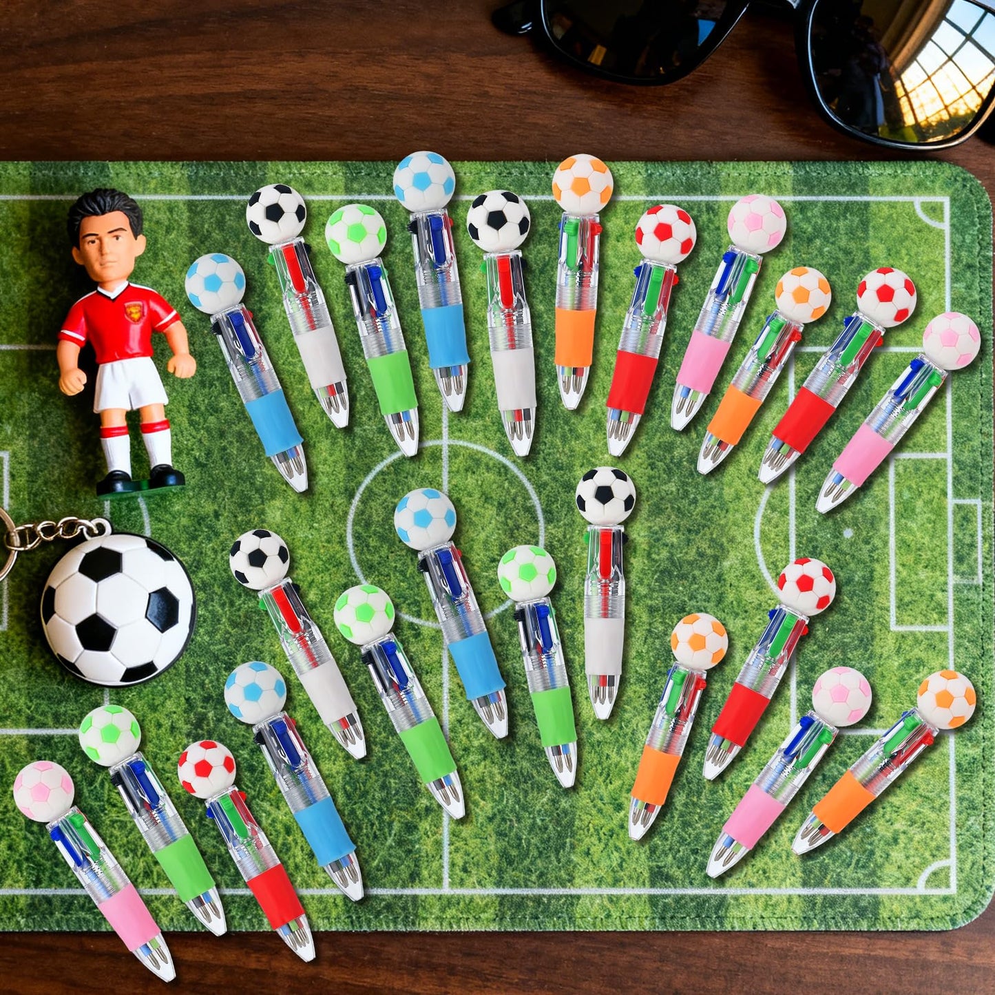 Zhirlyn Soccer Party Favors Soccer Pens Mini Multicolor Pen in One Cute Fun 4-in-1 Pens Bulk Cool