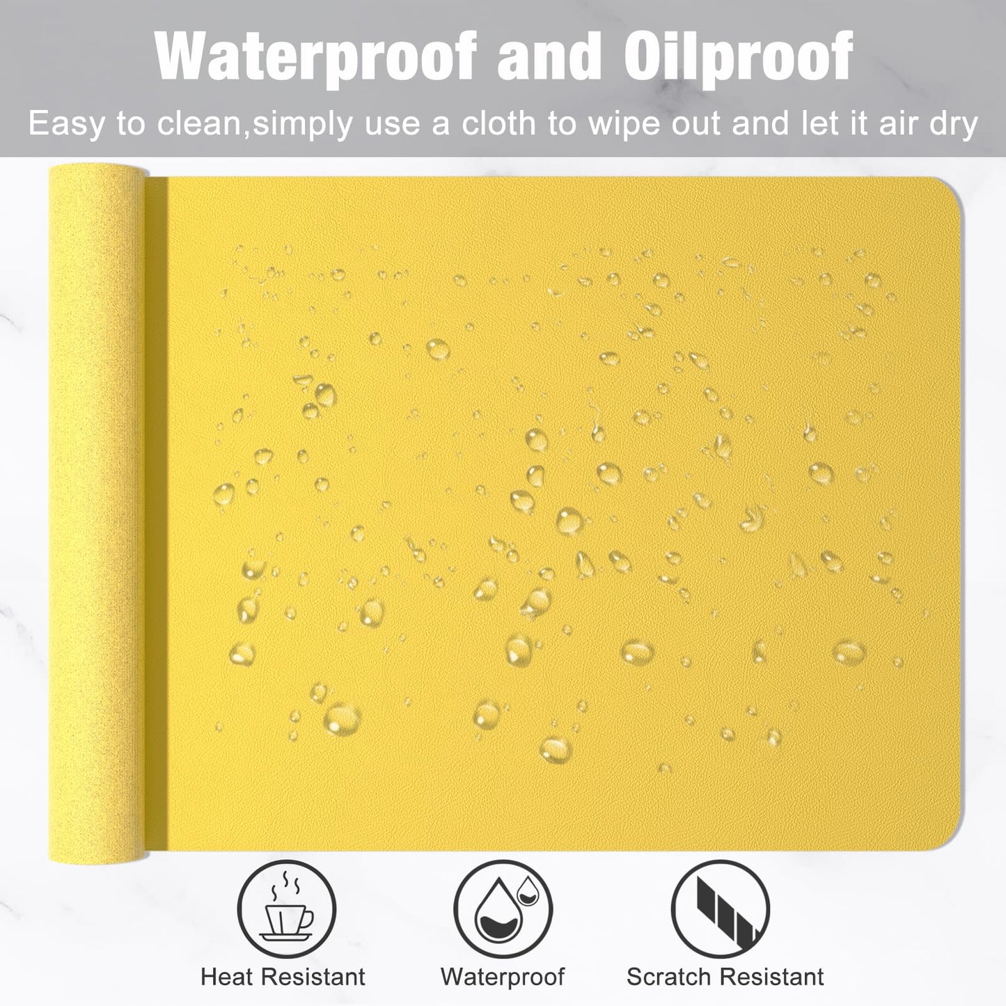 Hsurbtra Desk Pad, 35.5" x 17" PU Leather Desk Mat, XXL Extended Mouse Pad, Waterproof Desktop