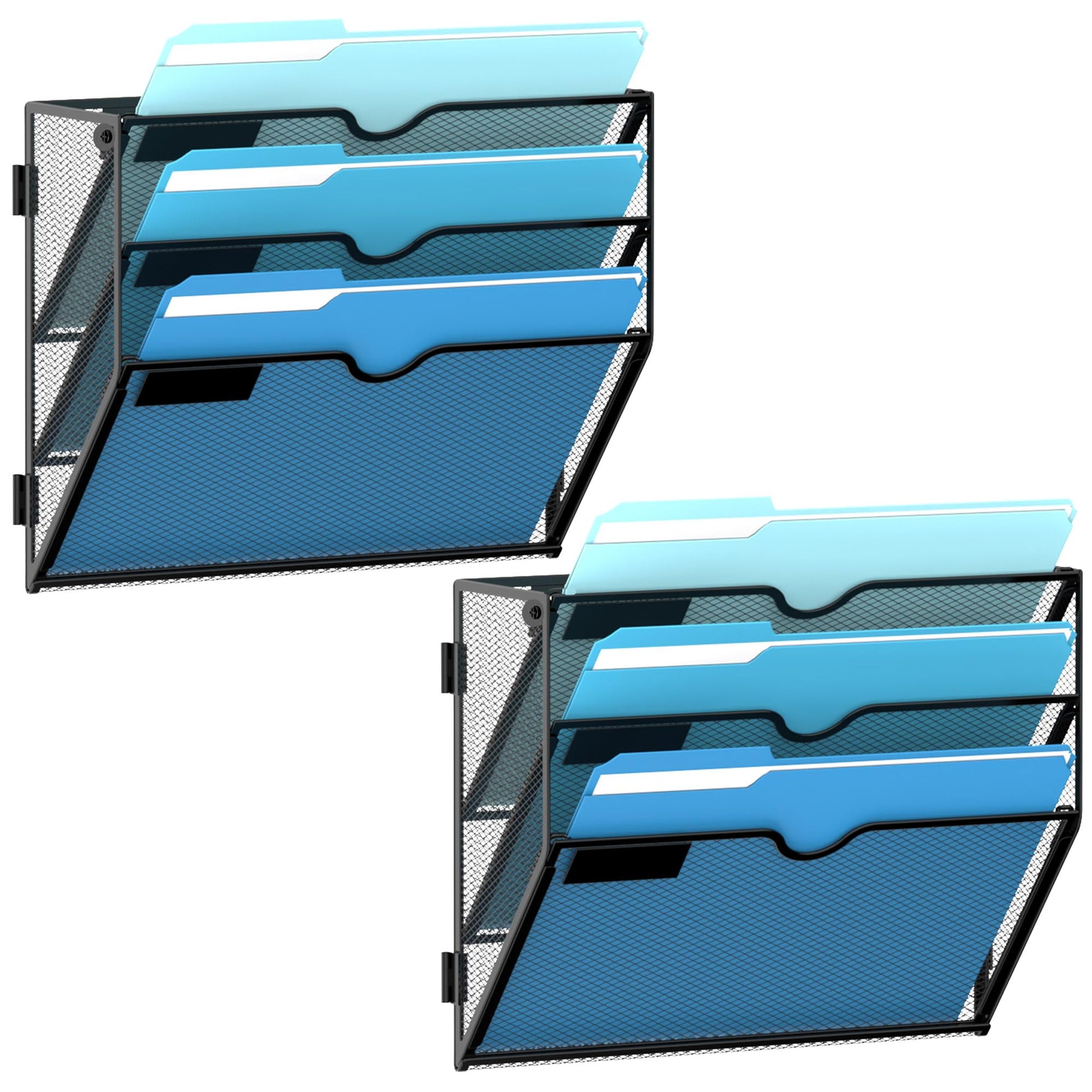 SUPEASY 3-Tier Hanging Wall File Organizer with Hooks, 2 Pack