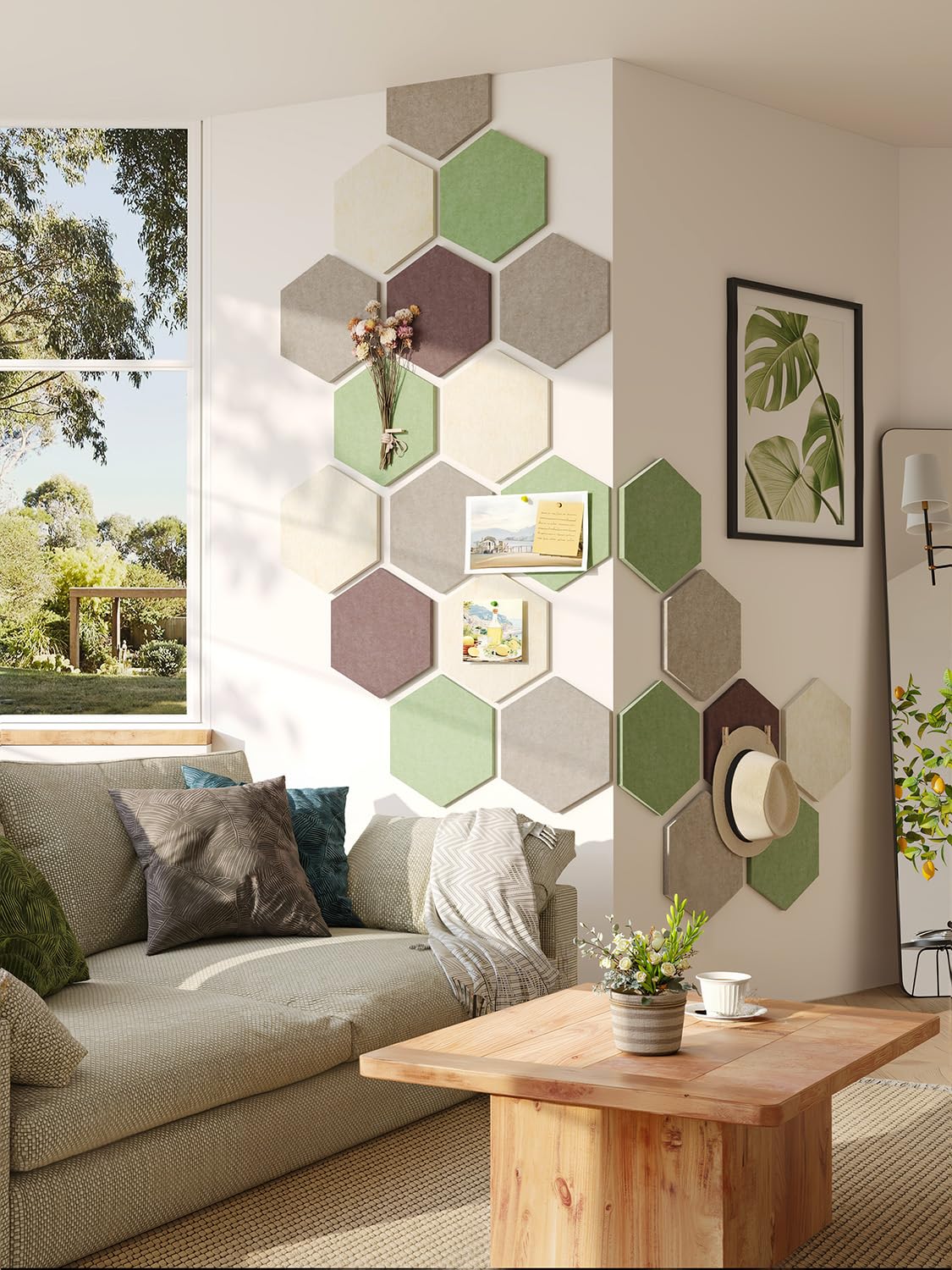 Uoisaiko 8-Pack Hexagon Felt Bulletin Board Tiles, Cork Board Alternative