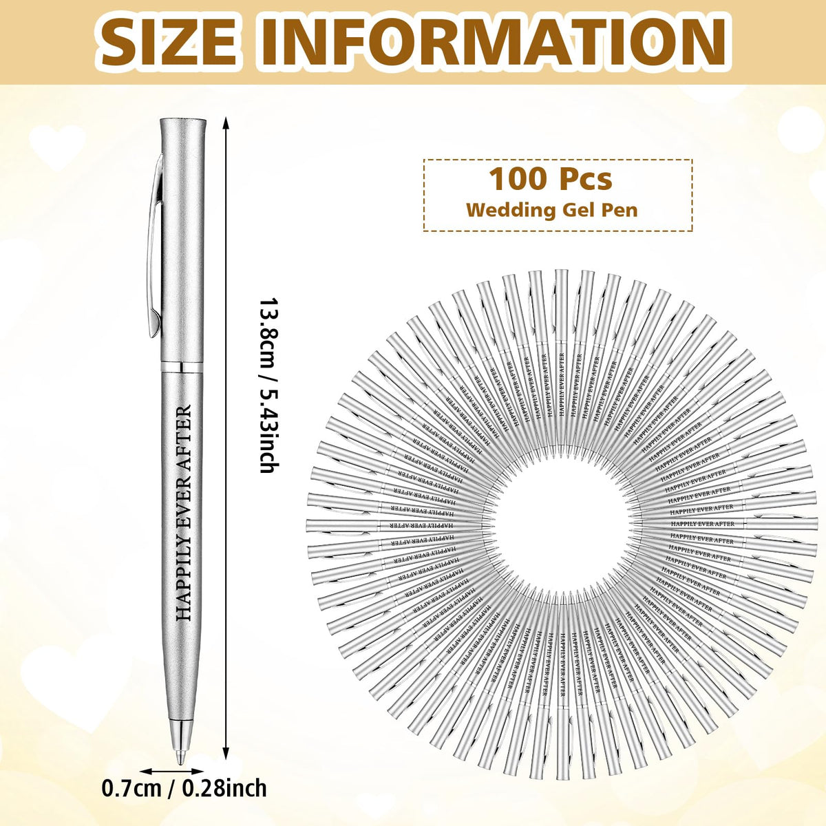 Outus 100 Pcs Wedding Favors Pens Metal Bulk Slim Ballpoint Pen, Silver