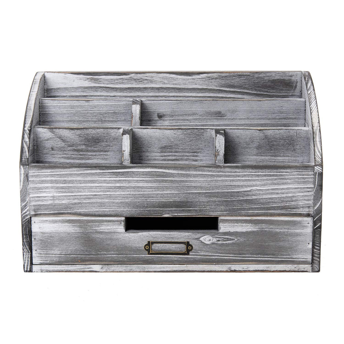 canwedance Distressed Rustic Wooden Office Desk Organizer 5 Compartment with 2 Drawer &Counter Desk