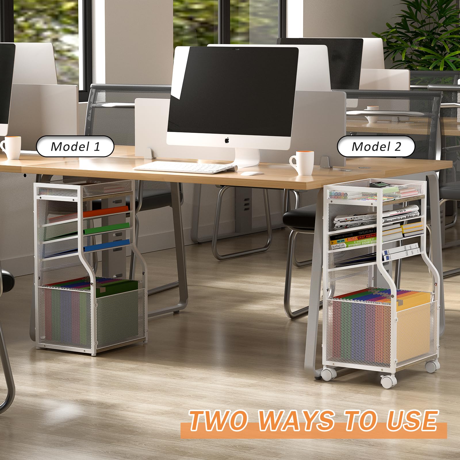 3IngSeagulls Rolling File Cart, 5-Tier Mobile Filing Cabinet on Lockable Wheels, Under Desk