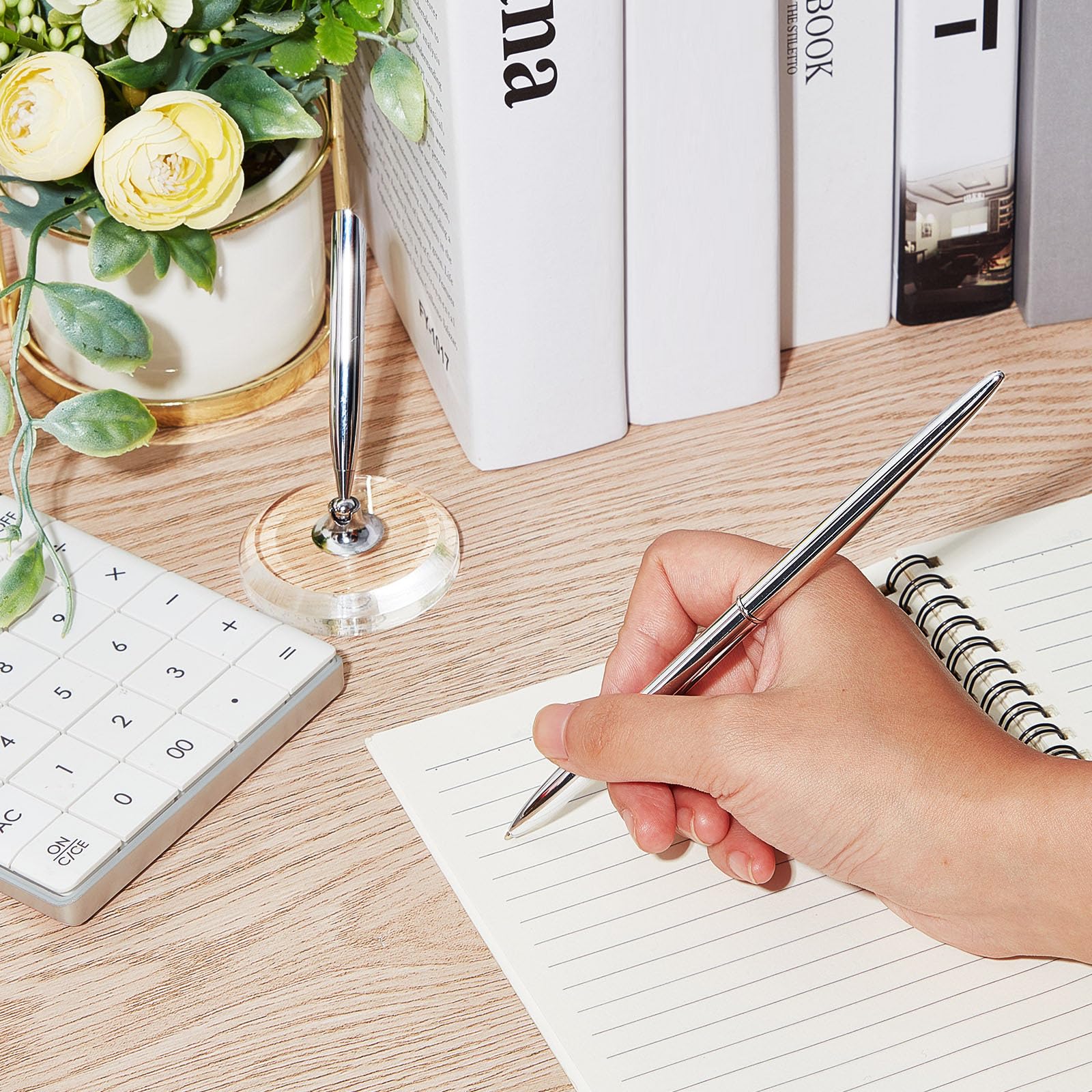 Chinco 2 Sets Guest Book Pens with Stand, Metal Signing Pens, Black Ink