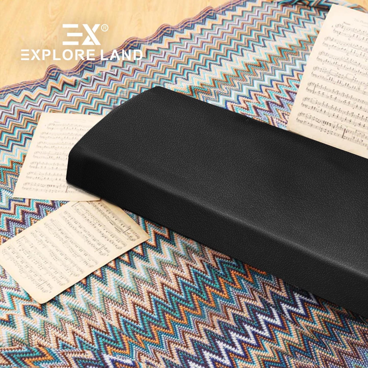 Explore Land Stretchy Leather Piano Keyboard Dust Cover (Black, 61 Keys)